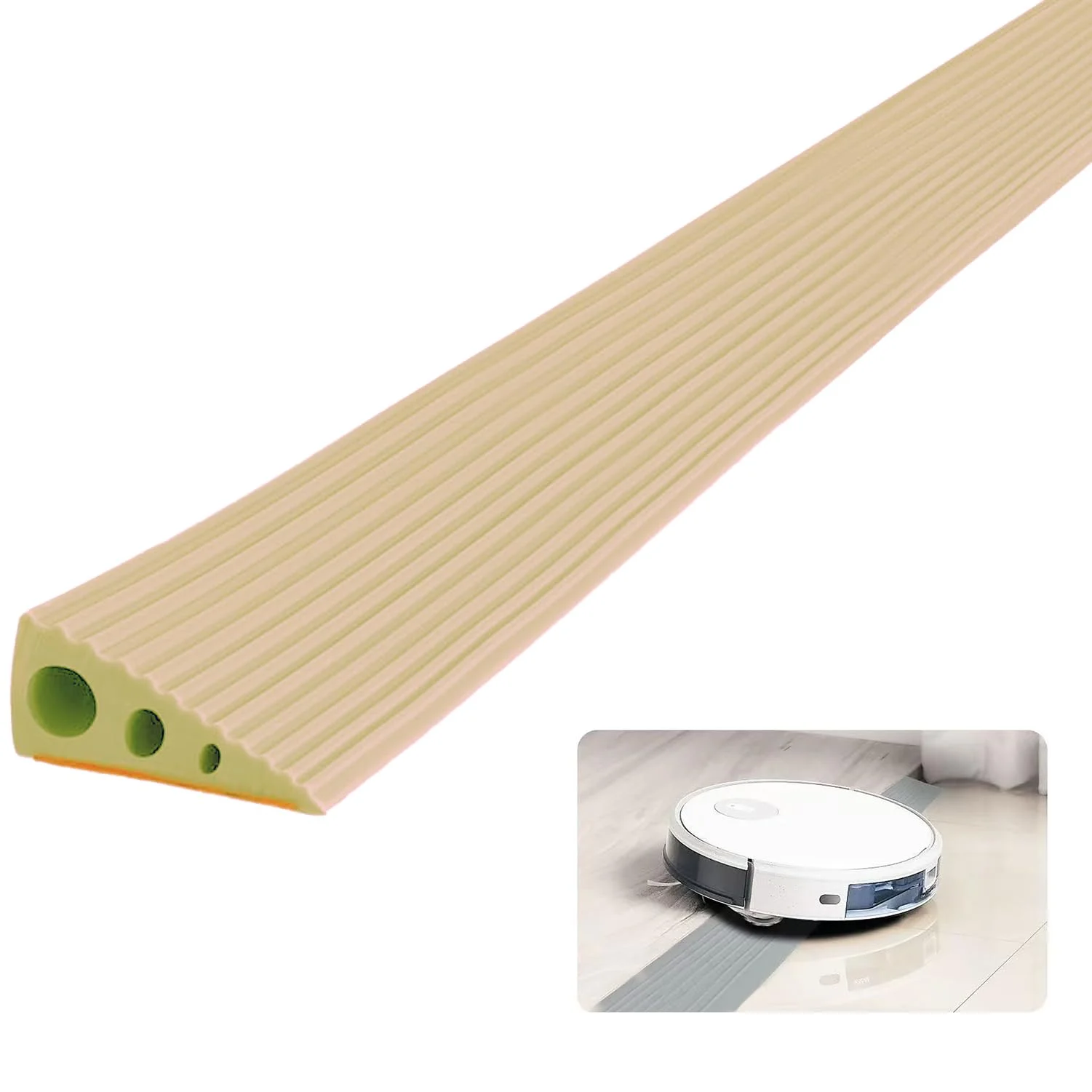 Gummi Türschwellenrampe Rampe, 6.5x2.5X100CM Bordsteinrampe, PVC Saugroboter Türschwellenrampe, übergangsschienen Selbstklebend Schwellenrampe für Rollstuhl, Kinderwagen, Rollator & e Scooter Weiß