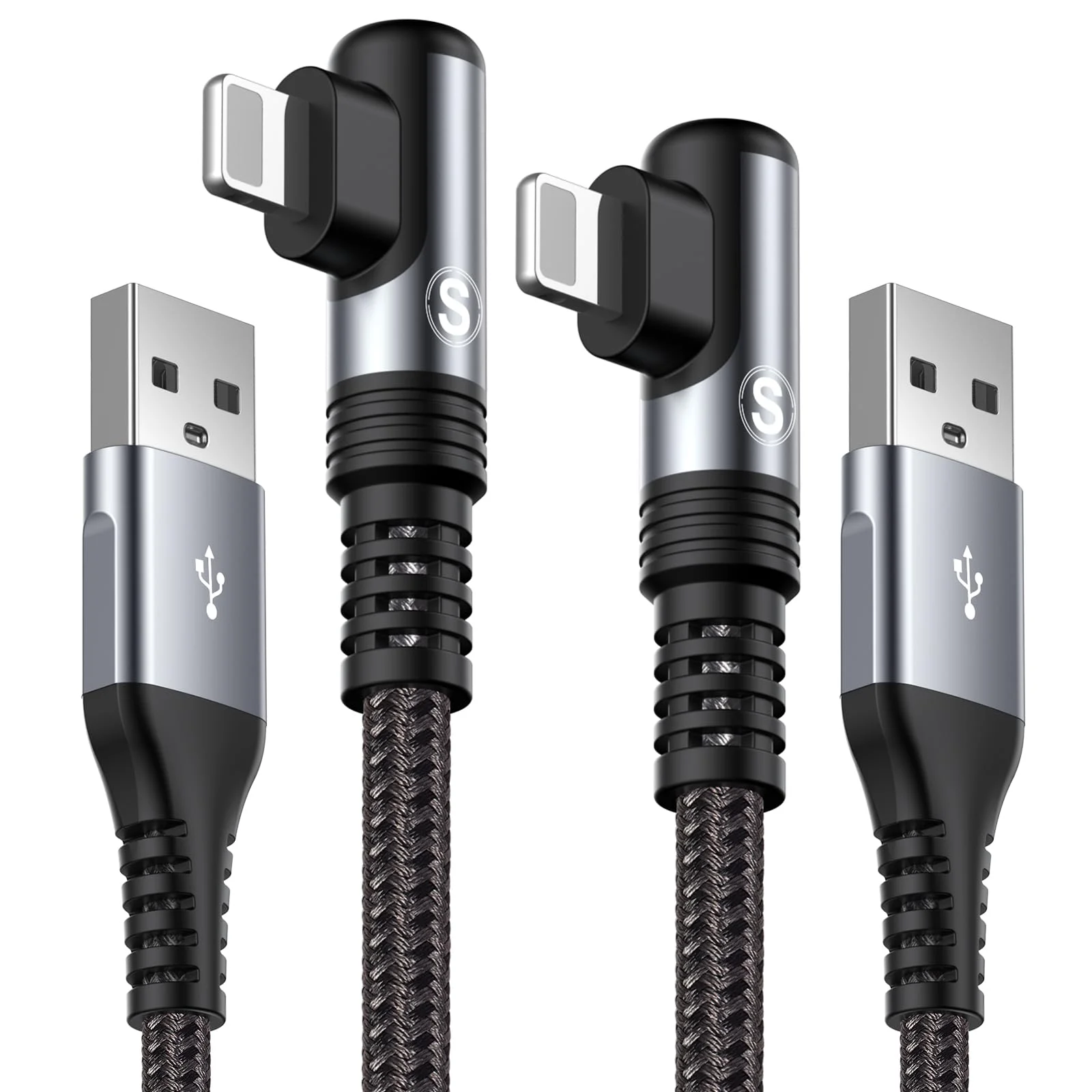 sweguard i Phone Ladekabel Ligtning Kabel [2Stück 1M+2M] 90 Grad Winkel Ladekabel i Phone Schnellladekabel USB auf Ligtning Kabel für i Phone 14 13 12 11 Pro/Pro Max/Mini,XR XS Max X,8/7/6/6s,5s/5