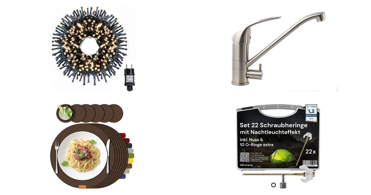 Top Produkte bei Amazon: Led Cluster Lichterkette warmweiß & Küchenarmatur Matt Edelstahl
