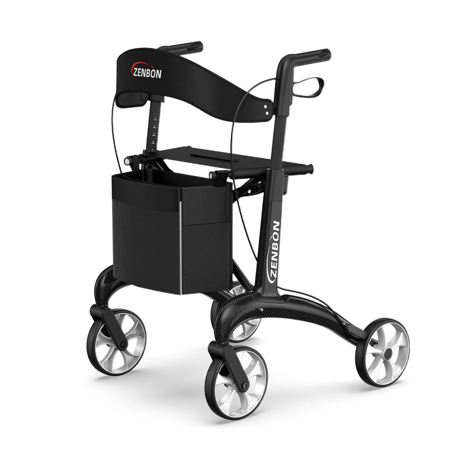 Carbon Rollator Faltbar Ultralight 5.5kg: Rollator Faltbar und Leicht mit Sitz Wohnungsrollator Faltbarer für Senioren - Indoor Leicht Klappbar Rollatoren