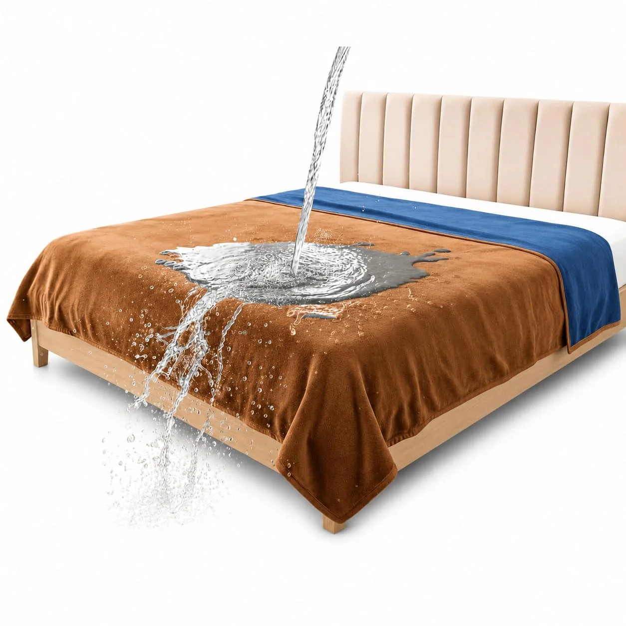 Bedding Aid wasserdichte Wendedecke 102x152cm, Auslaufsichere Schutzdecke zum Schutz von Bettmatratze, Sofa, Couch vor Flecken von Erwachsenen, Babys, Hunden, Haustieren Beige/Graublau