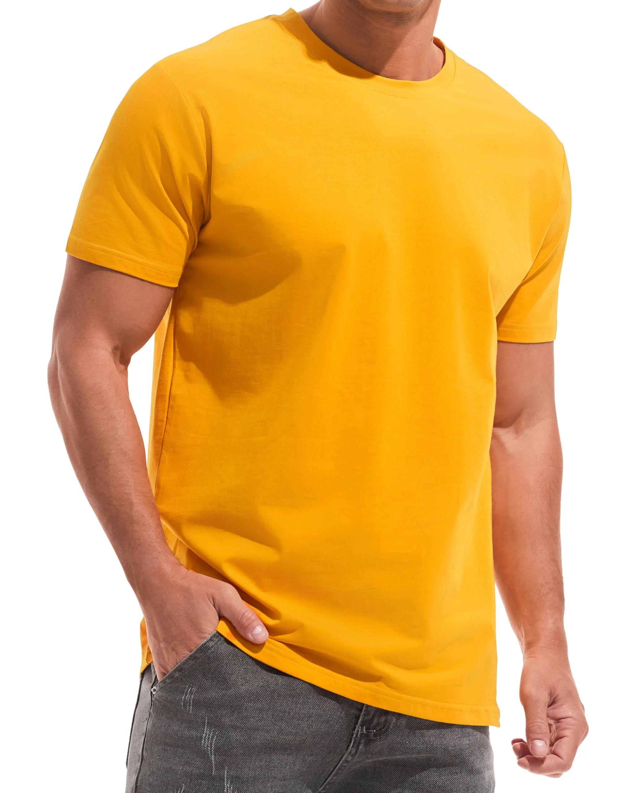 RONOMO Herren Reine Farbe EIS Gefühl T-Shirt | Pre-shrunk,hochfarbecht, atmungsaktiv & angenehm zu tragen erfekte Passform, langlebige Farbe, ideal für täglichen Komfort