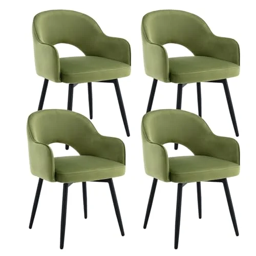 chairus Esszimmerstühle 2er Set Samt 360° Drehbare Küchenstühle Polsterstuhl mit Metallbeine Drehstühle Küche mit Armlehne