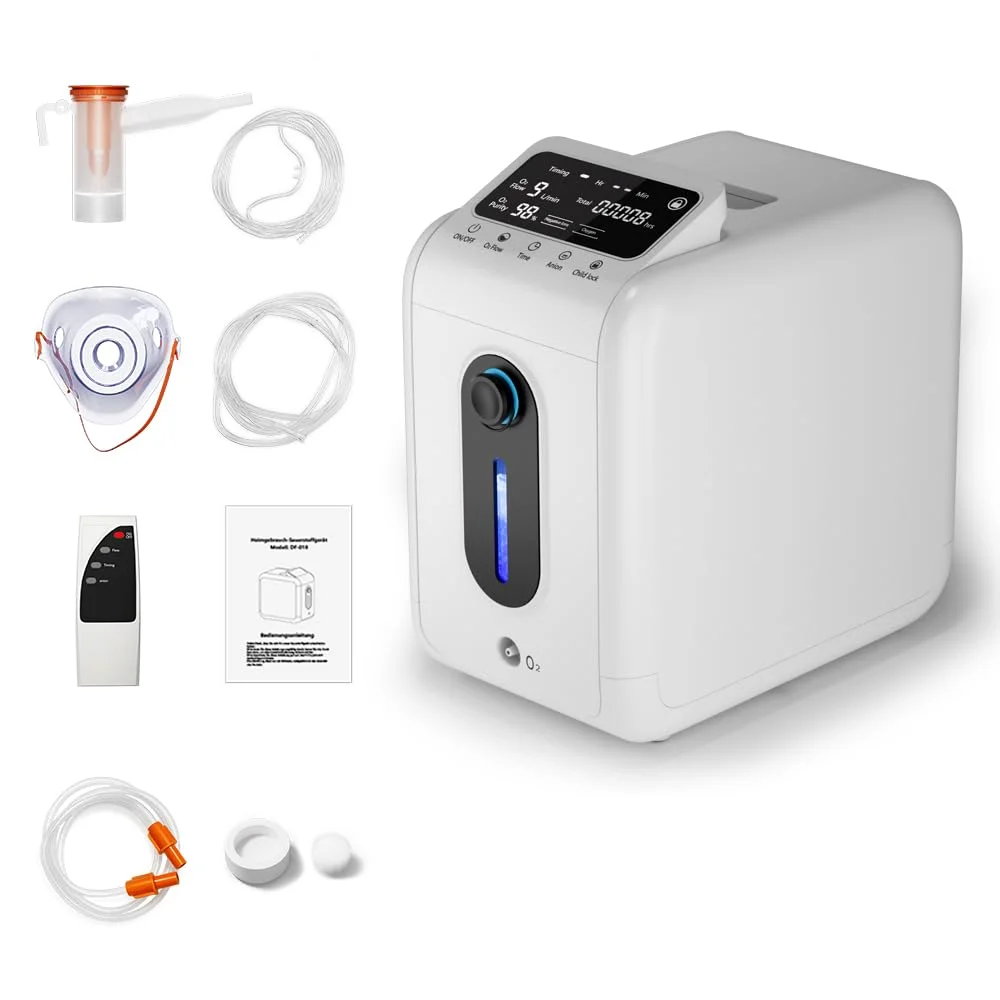 ALLNIS Sauerstoffkonzentrator 1–9 L/min einstellbar, besonders leise, mit Negativ-Ionen-Modus, Timer, Fernbedienung und integrierter Kindersicherung für den sicheren Einsatz zu Hause