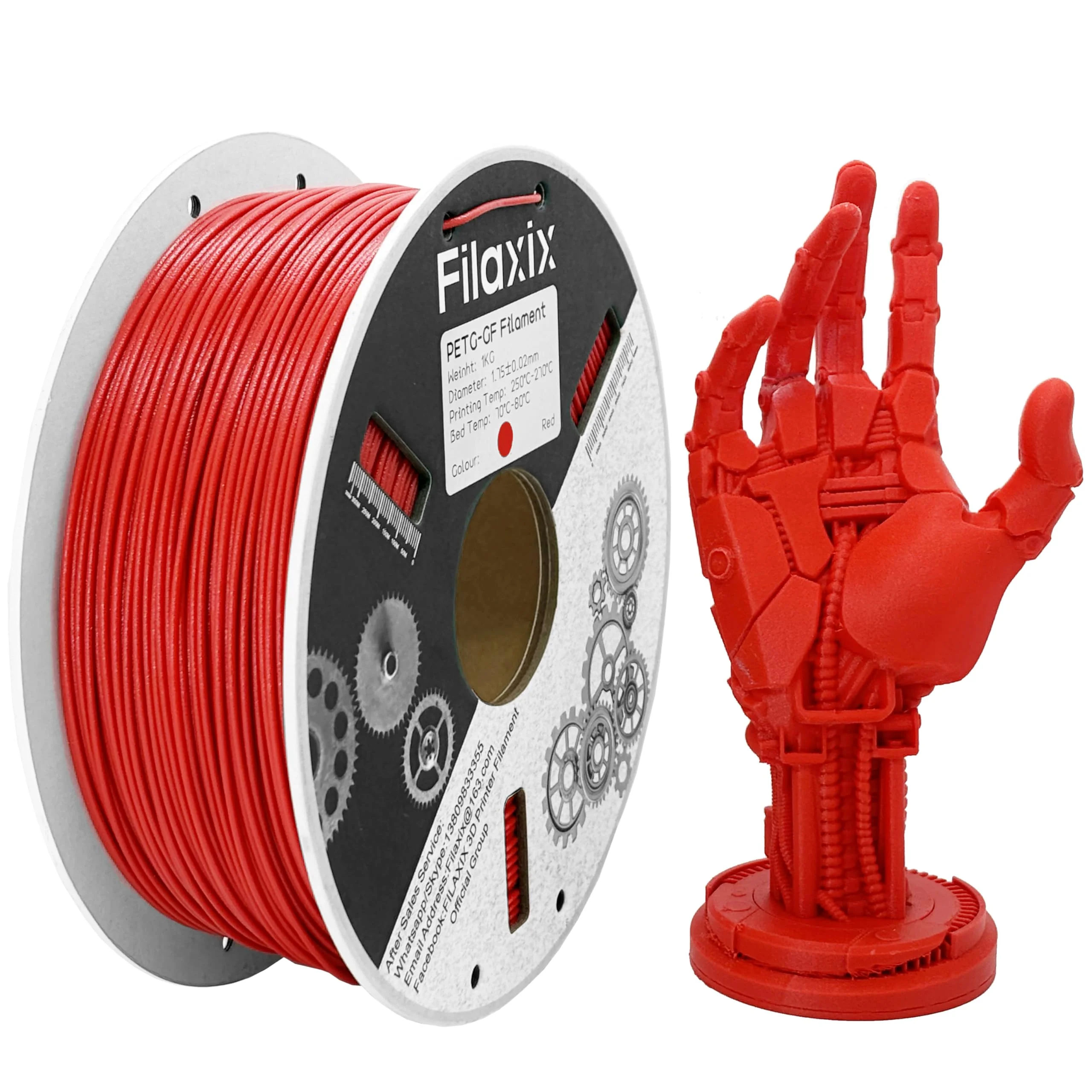 Glasfaser PETG Filament 1,75mm,Hohe Steifigkeit & Festigkeit,Ausgezeichnete Dimensionsstabilität,Witterungsbeständig & Haltbarkeit,Kompatibel mit Bambus LAB,QIDI 3D-Drucker,1 KG,Rot