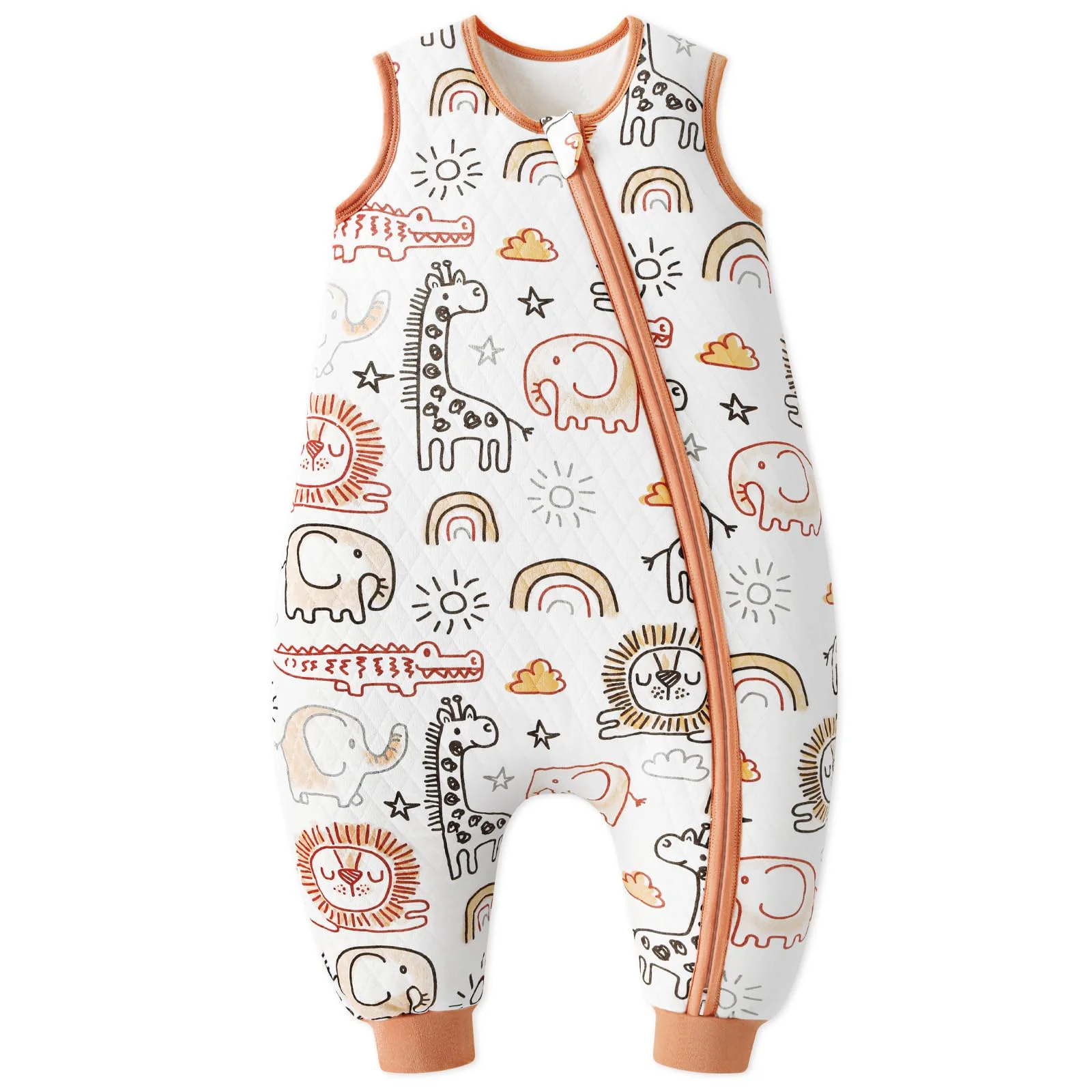 Yoofoss Baby Schlafsack mit Füßen 2.5 Tog Winter Schlafsack Baby mit Beinen Baumwolle Warm Babyschlafsack für 18-36 Monate Kinder Jungen Mädchen 80 cm- Braun Giraffe