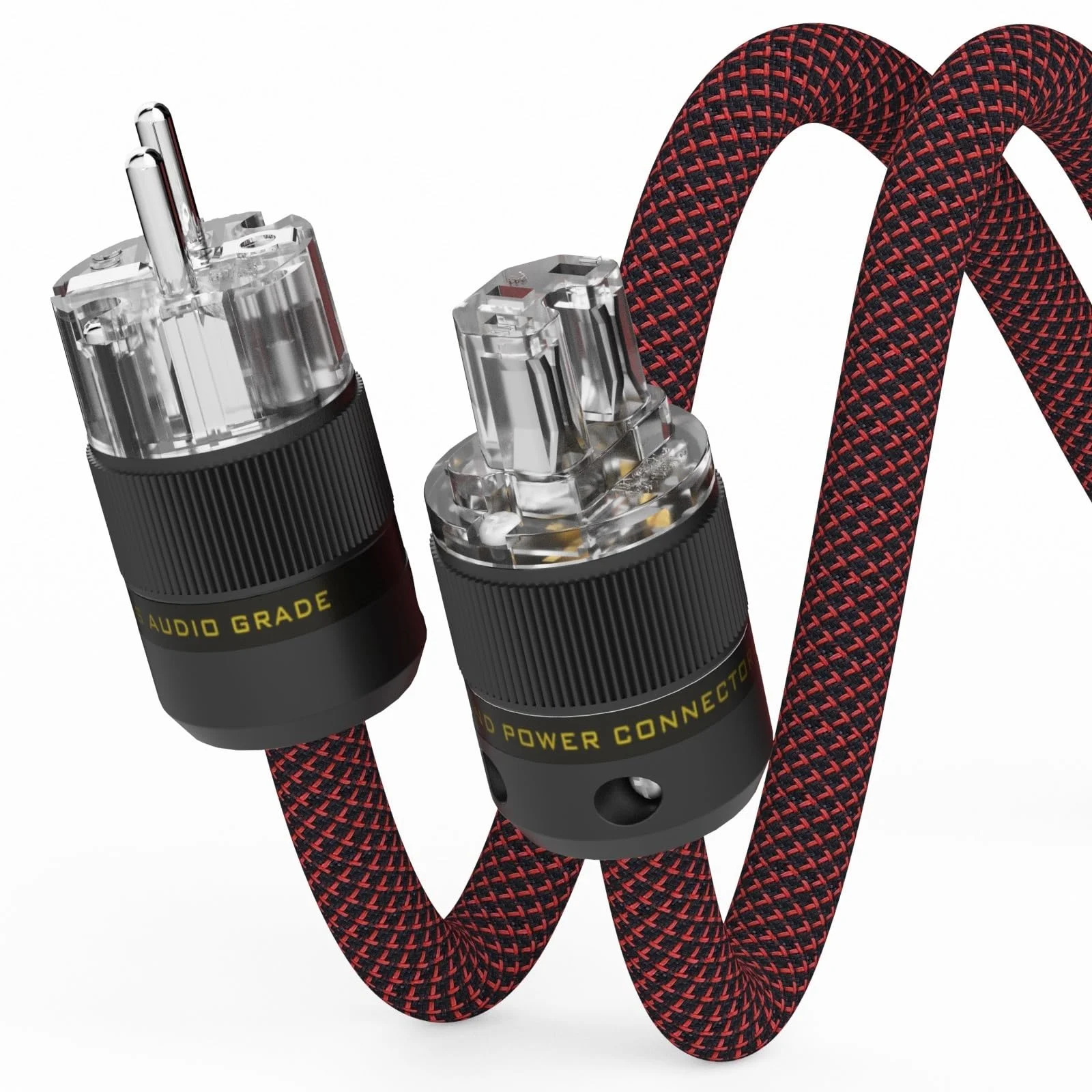 Monosaudio D506 High-End HiFi Netzkabel, audiophiles Stromkabel 1 m mit Aluminiumfolienabschirmung, C15-Kaltgerätekabel mit EU Schuko und IEC Stecker für DVD/Verstärker/Decoder/Subwoofer/AMP