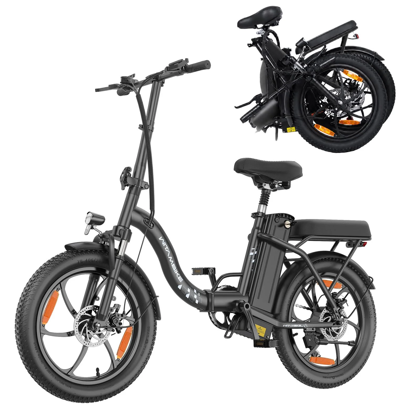 CHEEVALRY Faltbares E-Bike 20 Zoll, 250W Elektrofahrrad mit 48V 16AH Akku (100km), 7 Gang Cityrad mit Federung, LED & Scheibenbremsen, Carbonstahl-Rahmen