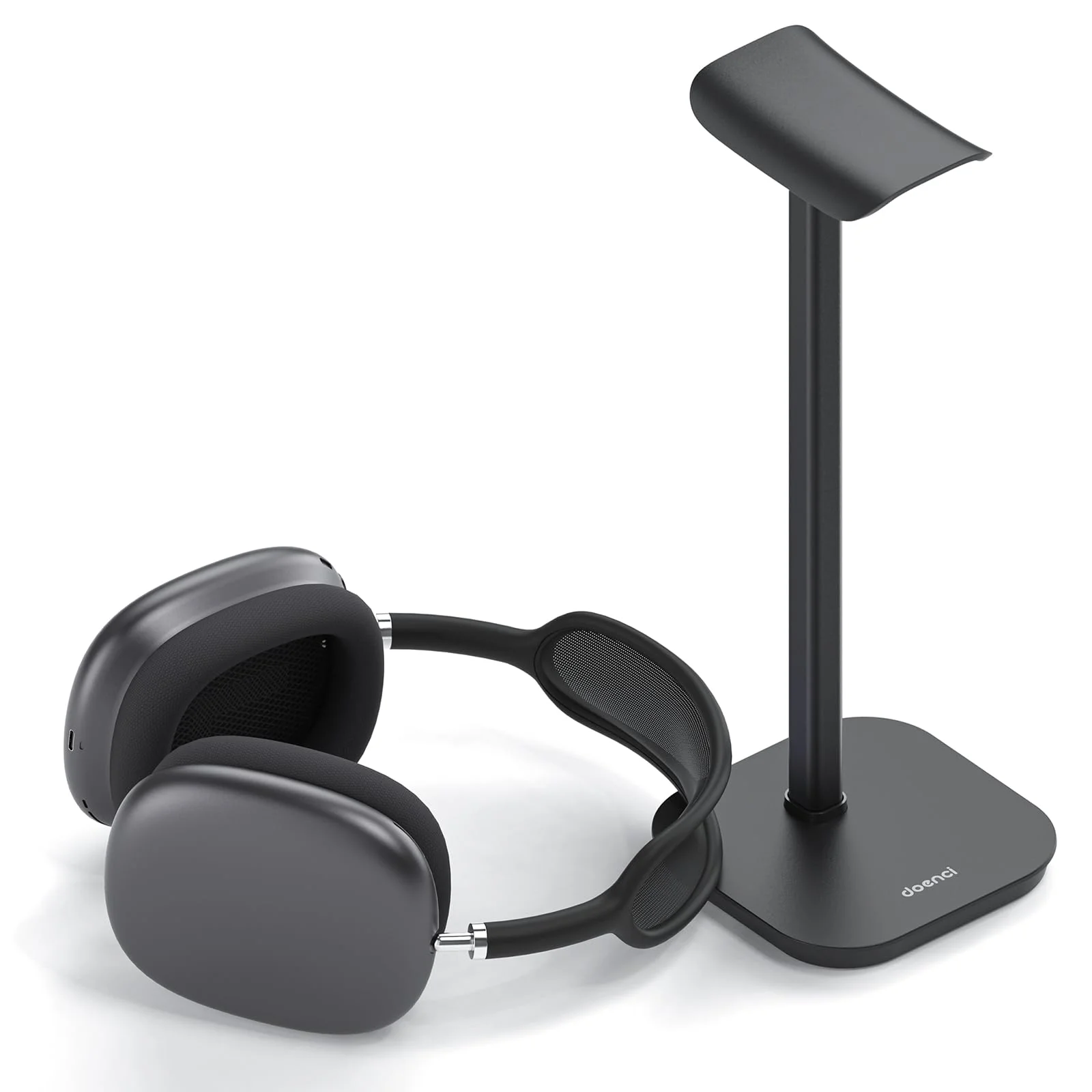 doenci Headset Halterung, Kopfhörer Ständer für Alle Over Ear Bluetooth Kopfhörer, Universal Kopfhörer Halter mit Gewichtete Basis + Aluminiumrohr, Gaming Headset Ständer Halter Schreibtisch Zubehör