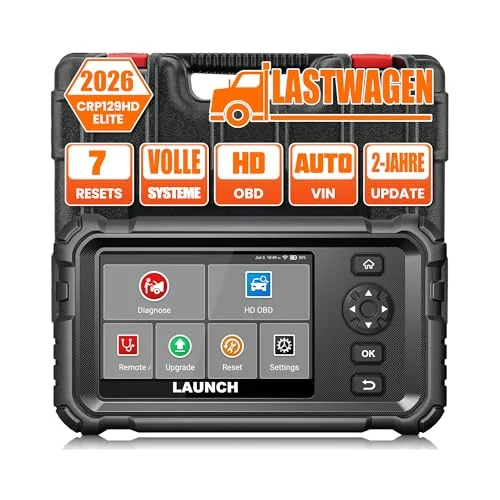 LAUNCH CRP129 HD Elite Truck Scanner, Diagnosegerät, Komplett-System-Codeleser für 24-V-Schwerlast-LKW, 7 Reset-Funktionen und Nutzfahrzeuge – Schwerlast-LKW