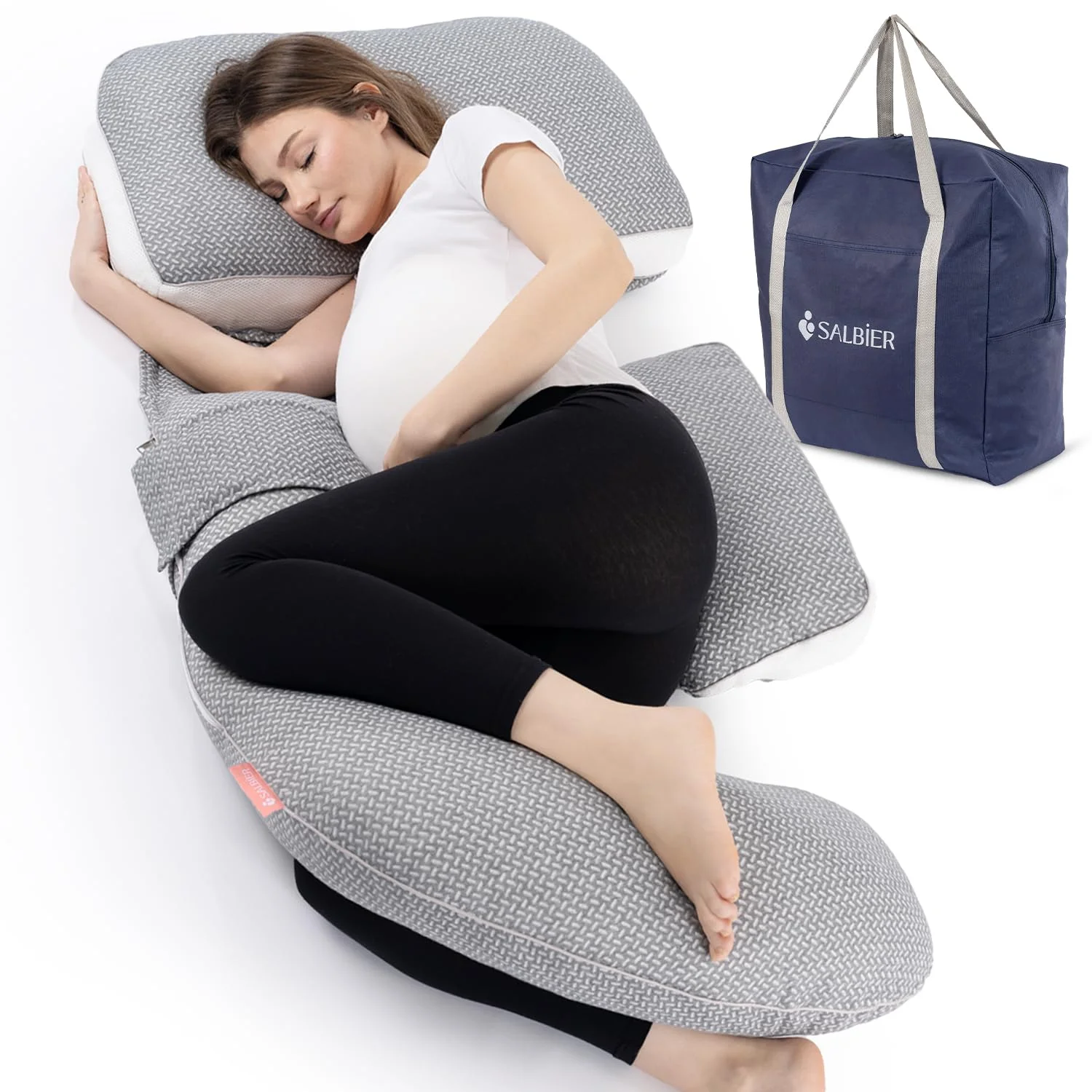Schwangerschaftskissen 4-in-1 C/U/J/G Form Pregnancy Pillow – Seitenschläferkissen & Stillkissen | Ganzkörperkissen für Schwangere, Rücken, Bauch & Hüfte | Breathable Air-Layer, Abnehmbar & Waschbar
