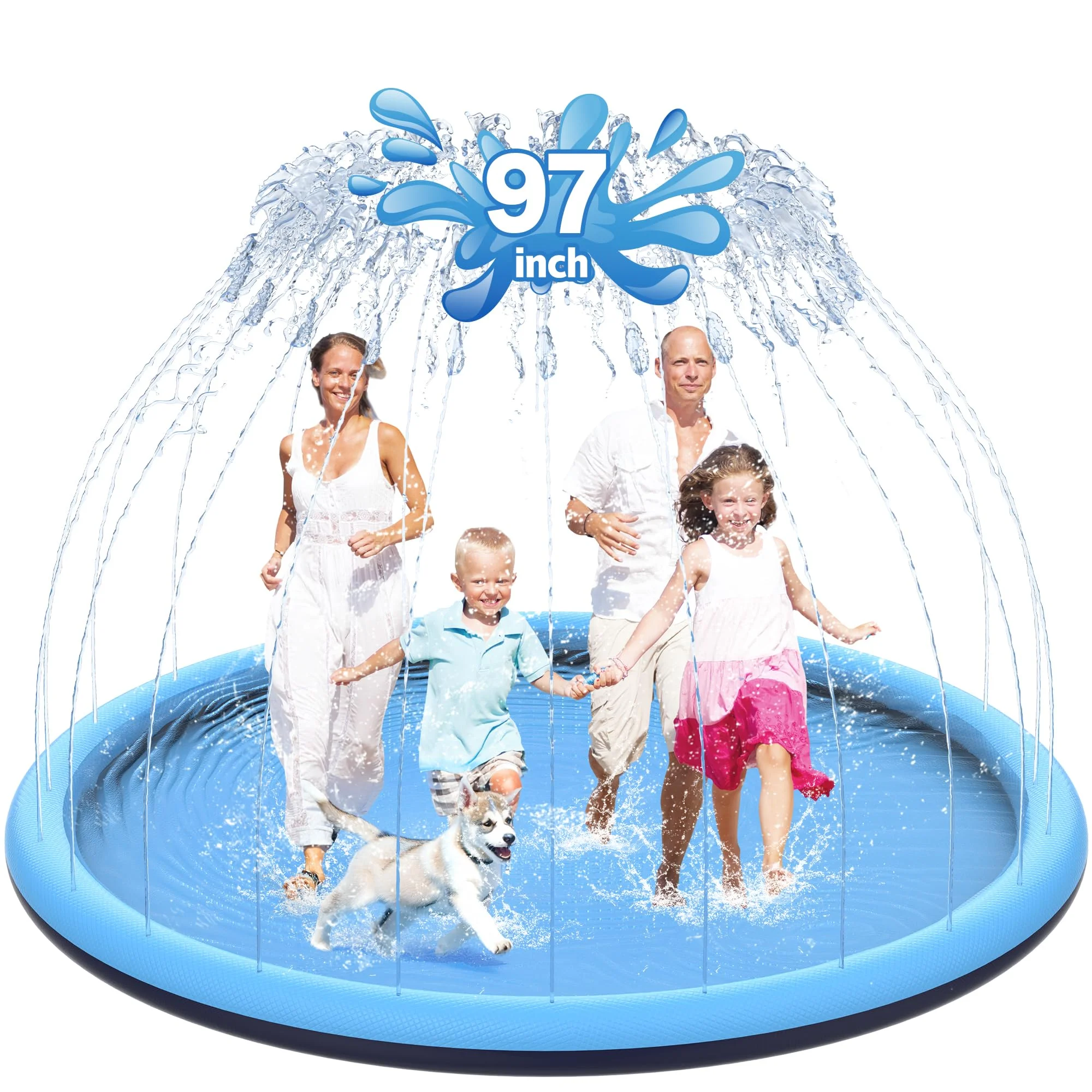 CACSPS 246,4 cm rutschfestes Spritzpad für Kinder und Hunde, verdickter Sprinkler-Pool, Sommer, Outdoor-Wasserspielzeug, extra großes Hinterhof-Planschbecken für Kinder, Jungen und Mädchen