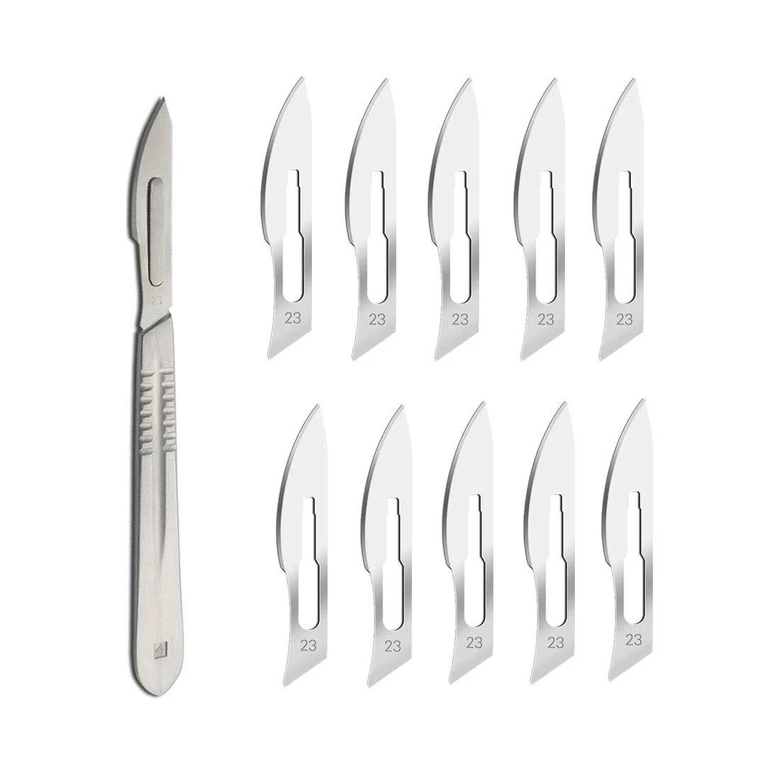 ABMRO Skalpellklingen #23 mit einem #4 Skalpellgriff – steriles Rasiermesser mit einer Klinge für Dermaplaning, Dissektion, Podologie, professionelle Pflege, Akneentfernung, Handy-Reparatur