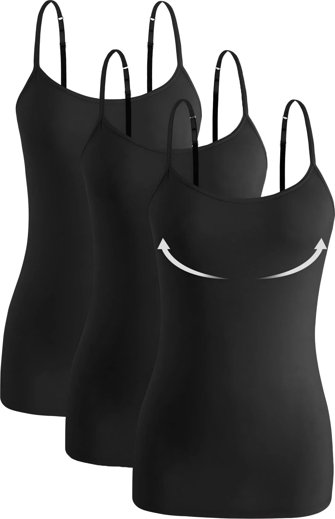Knuffnee Damen Baumwolle Unterhemd Regal BH Unterhemden Verstellbaren Spaghetti Top 3er Pack