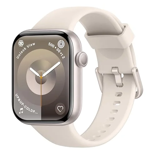 Smartwatch Damen Herren, 1,85" HD Touch Fitnessuhr mit Telefonfunktion, 140+Sportmodi Smart Watch Fitness Tracker mit Pulsmesser Schlafmonitor Schrittzähler, IP68 Wasserdicht Sportuhr iOS Starlight