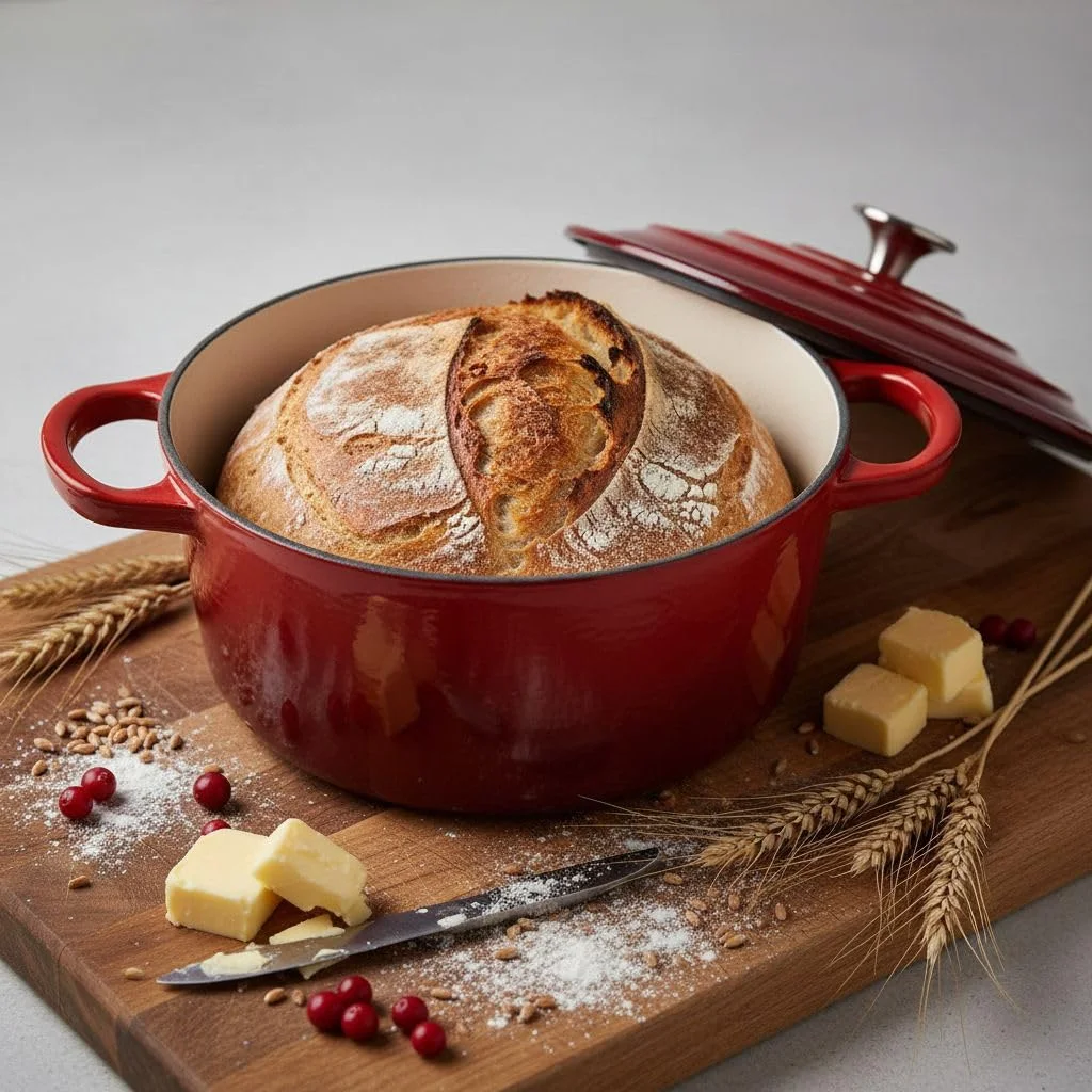 Njörd & Freya Schmortopf, Gusseisentopf, Bräter mit Deckel, Bratentopf aus Gusseisen, emaillierte Beschichtung, Für alle Herdarten und Induktion geeignet, 24 cm Durchmesser, Dutch Oven, Brotbacktopf