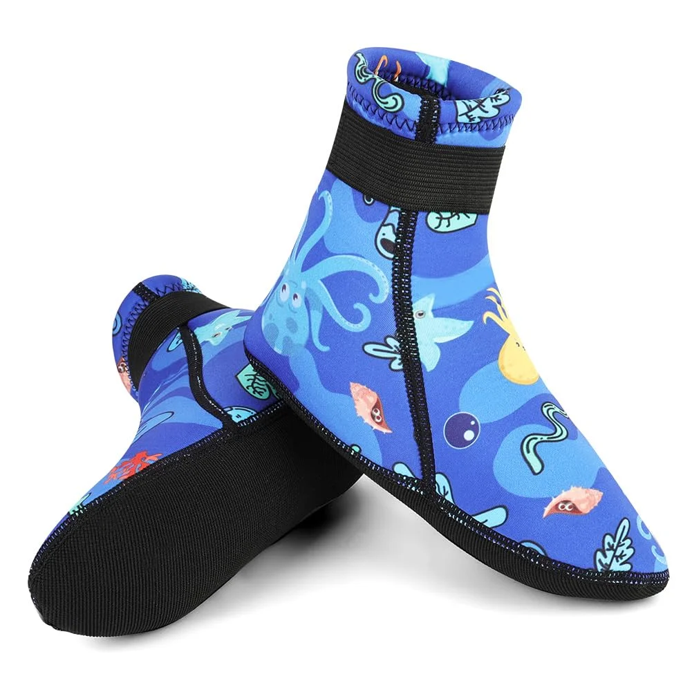 HAGOT Neoprensocken Kinder, 3mm, Wassersocken Badesocken für Mädchen Jungen, Rutschfest Warmhaltend Tauchsocken Strandsocken, für Schwimmen, Schnorcheln, Segeln