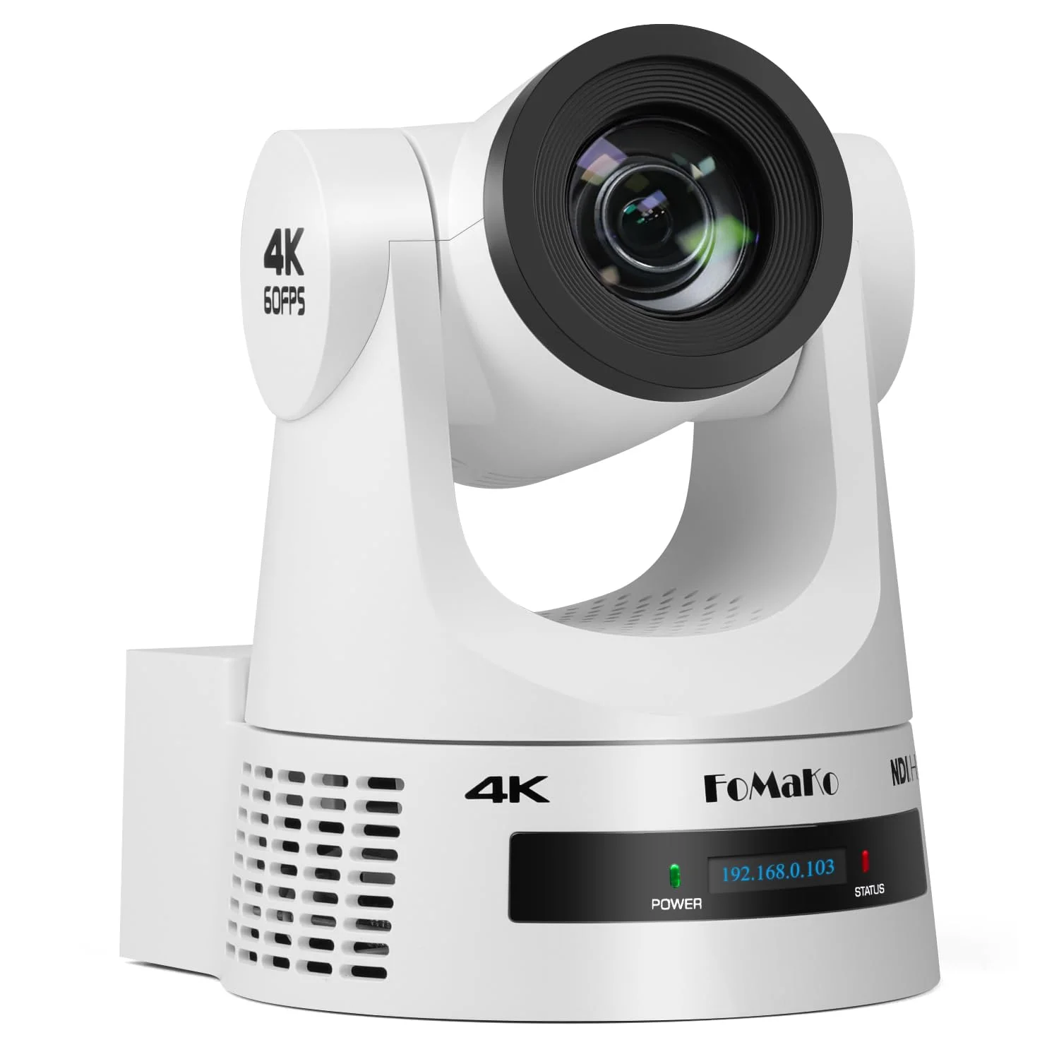 FoMaKo 4K 60FPS NDI HX3 PTZ Kamera, NDI-Ausgang 4K@60, 20x Optischer Zoom, KI-Auto-Tracking, 3G-SDI HDMI2.0 LAN PoE USB3.0, Professionelle NDI-Live-Streaming-Kamera (K600N Weiß)