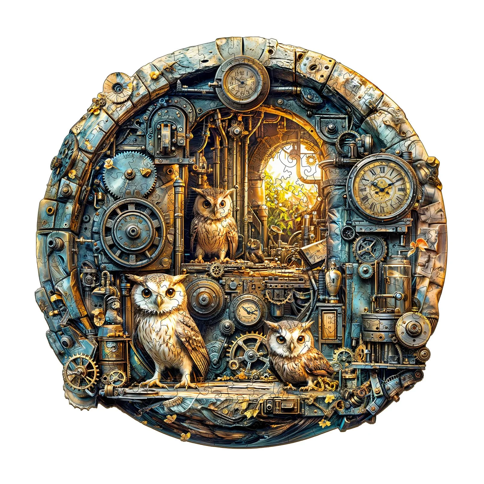 Holzpuzzle Erwachsene, 300 Stück Steampunk-Eule Holzpuzzle, Puzzle Geschenk