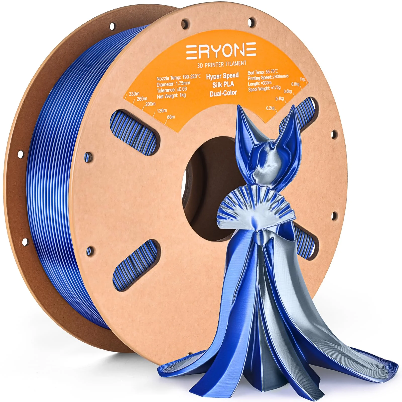 ERYONE HS Seide Vierfarbiges PLA-Filament für 3D-Drucker, 1,75 mm +/-0,03mm, Hyper Speed Coextrusion Filament PLA Shiny 1kg