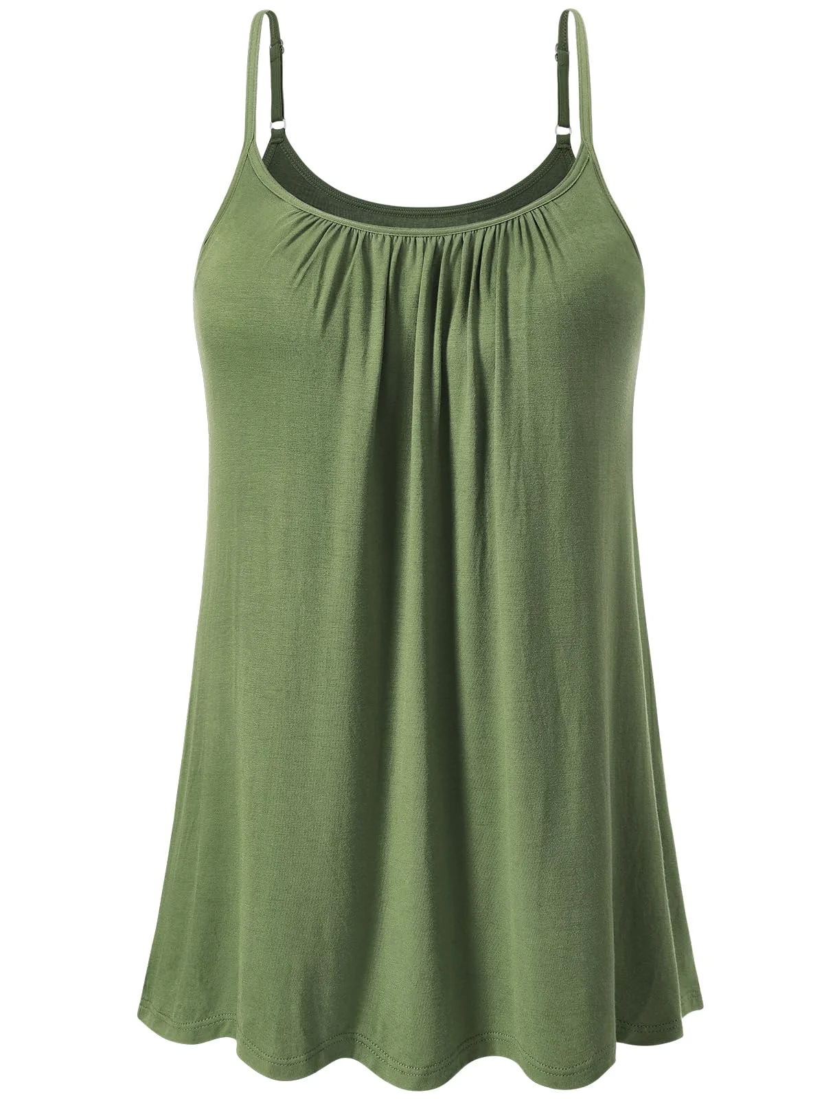Komfokore Damen Camisole mit Integriertem BH Lässige Unterhemden Verstellbare Spaghettiträger Top Lockerer Schnitt S-XXXXL