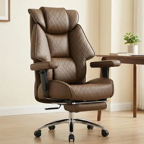 EXCEBET Schwerlast Bürostuhl 200kg - XXL Chefsessel Ergonomisch (Big & Tall), 14cm Taschenfederkern, Schreibtischstuhl Kunstleder Hohe Rückenlehne für Home Office
