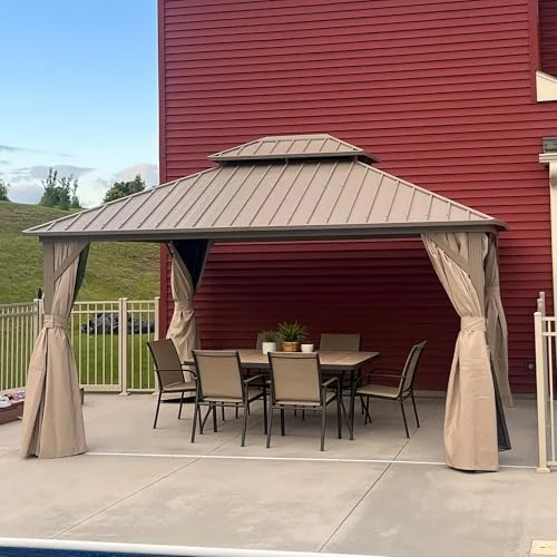 PURPLE LEAF Pavillon Hardtop Wasserdicht Stabil Winterfest Gartenpavillon mit Stahldach Alu Pavillon mit Seitenteile