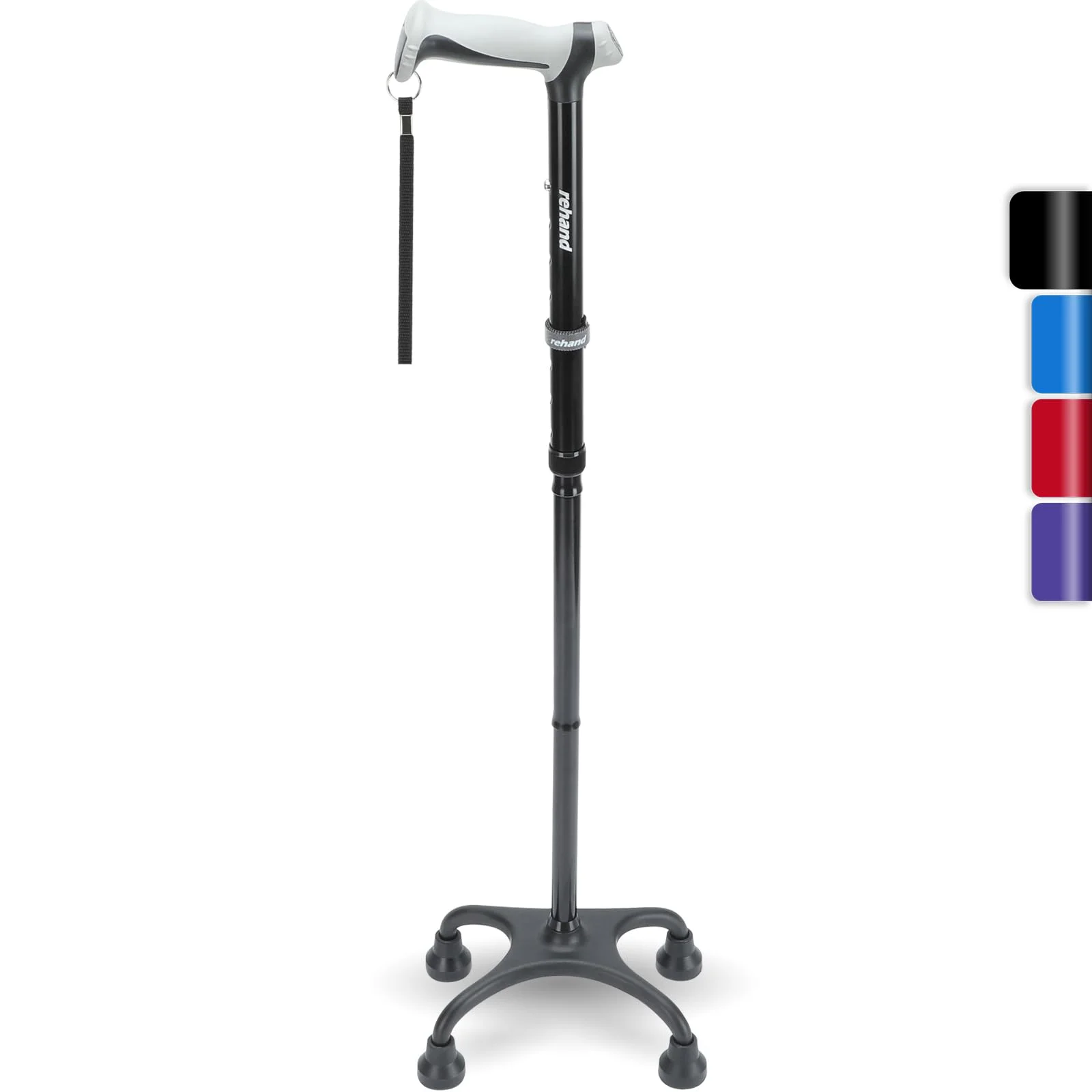 Vierfuß Spazierstock Gehstock, Gehstock mit Ergonomischem Griff und Anmutiger 4-Zinken-Basis, Verstellbare Gehstöcke für Rechts- Oder Linkshänder, Männer, Frauen und Senioren