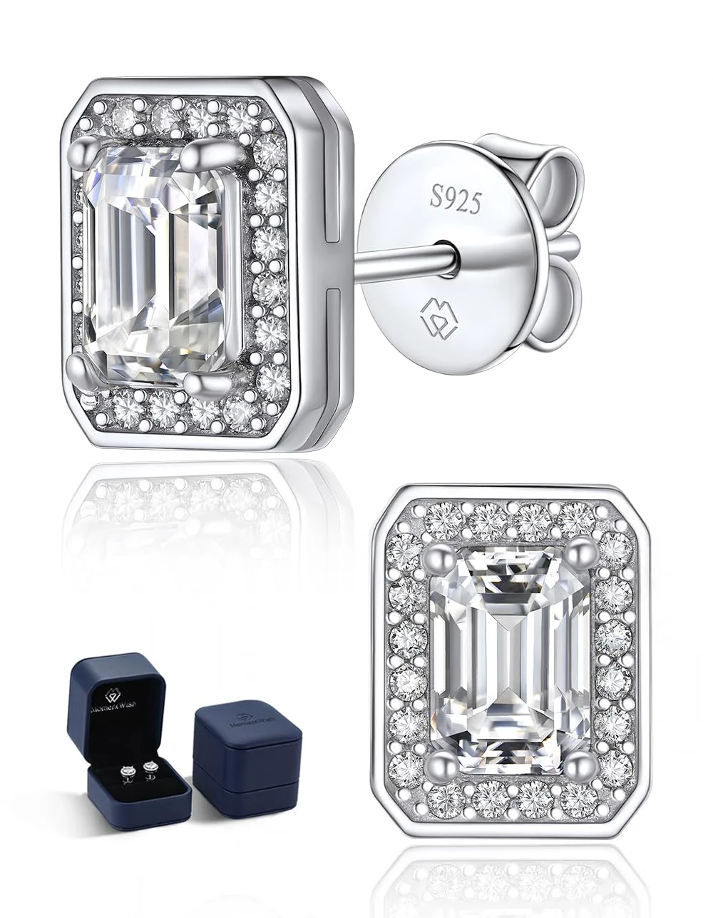 MomentWish Moissanite Ohrringe Silber 925, 1-2 Karat Ohrstecker Damen Schmuck Hypoallergen Liebes Geschenk Valentinstag Muttertag für Frauen Mama 4mm/5mm/6.5mm