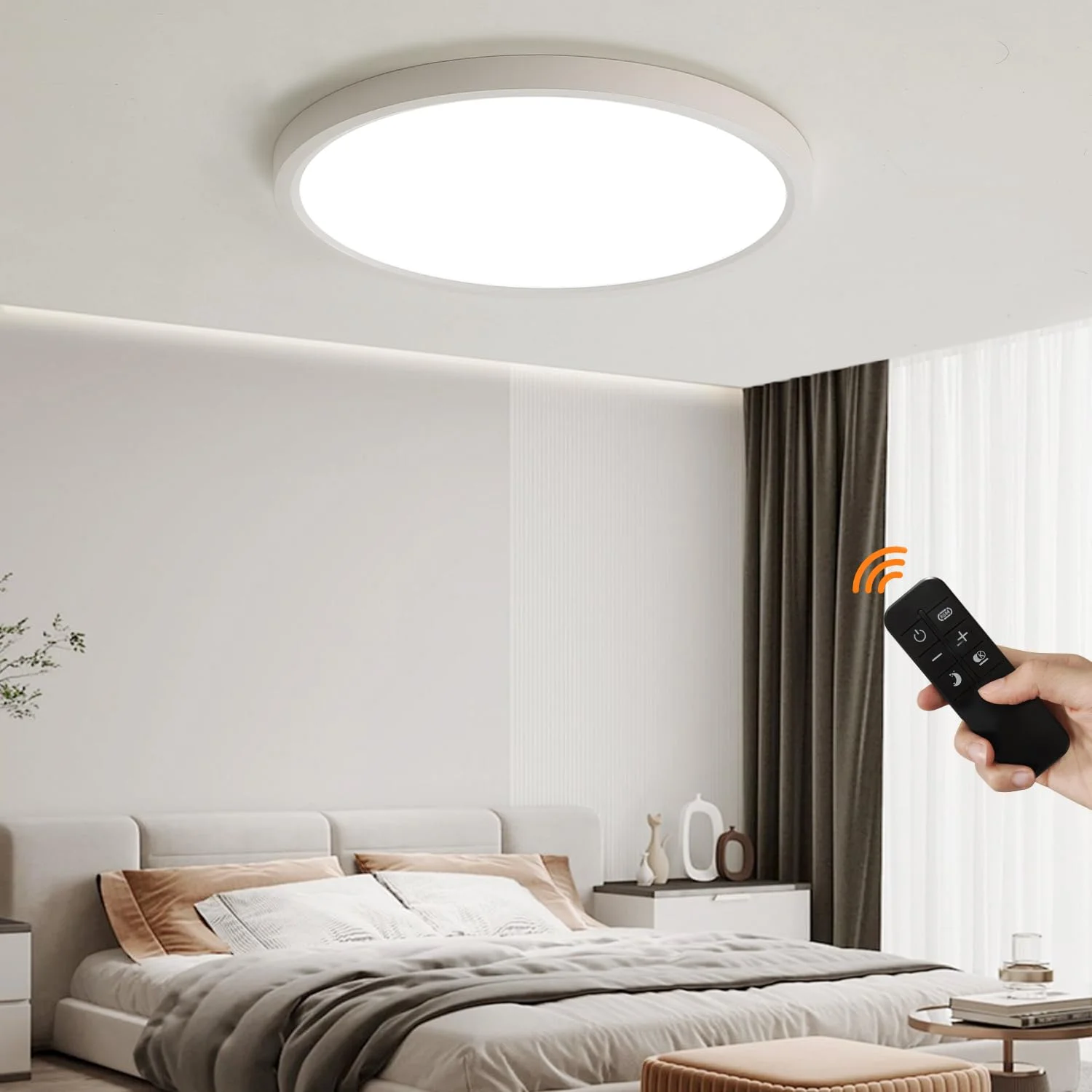 KUOP LED Deckenleuchte Rund 50CM 54W 3000K-6500K 4500LM Deckenlampe Led Dimmbar Groß XXL Deckenlampen Weiß Deckenleuchten Dimmbare Schlafzimmerleuchte für Wohnzimmer Schlafzimmer