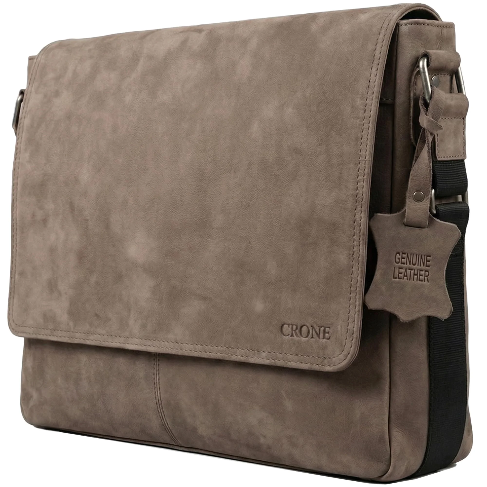 Crone Hamburg Leder Laptoptasche, Business Tasche aus Echtleder, Aktentasche, Arbeitstasche, Umhängetasche, Notebook Tasche