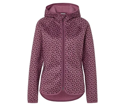 Strickfleecejacke mit Kapuze, Alloverprint