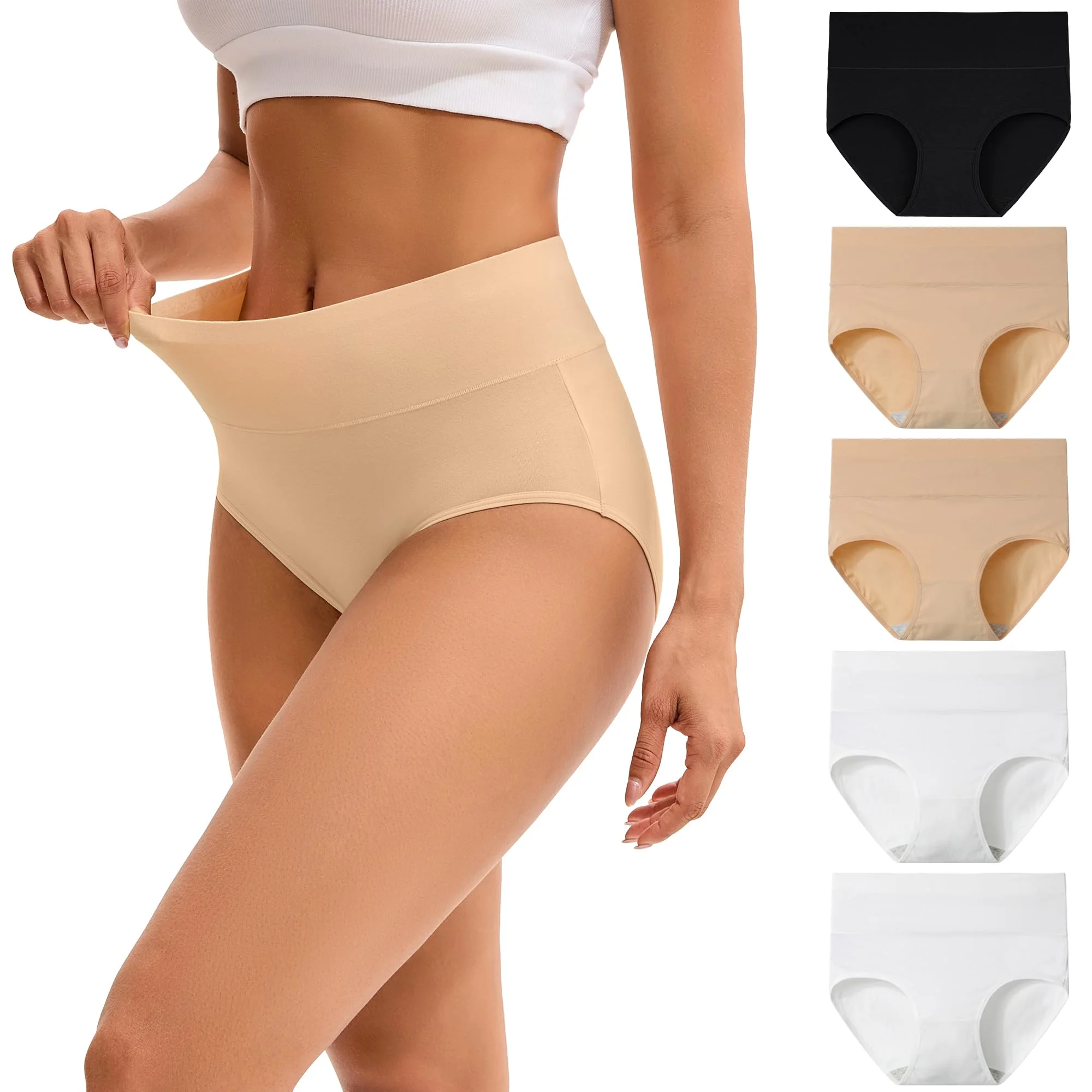 INNERSY Unterhosen Damen Baumwolle Stretch Slips Hohe Taille Weiche Unterwäsche Frauen 5er Pack