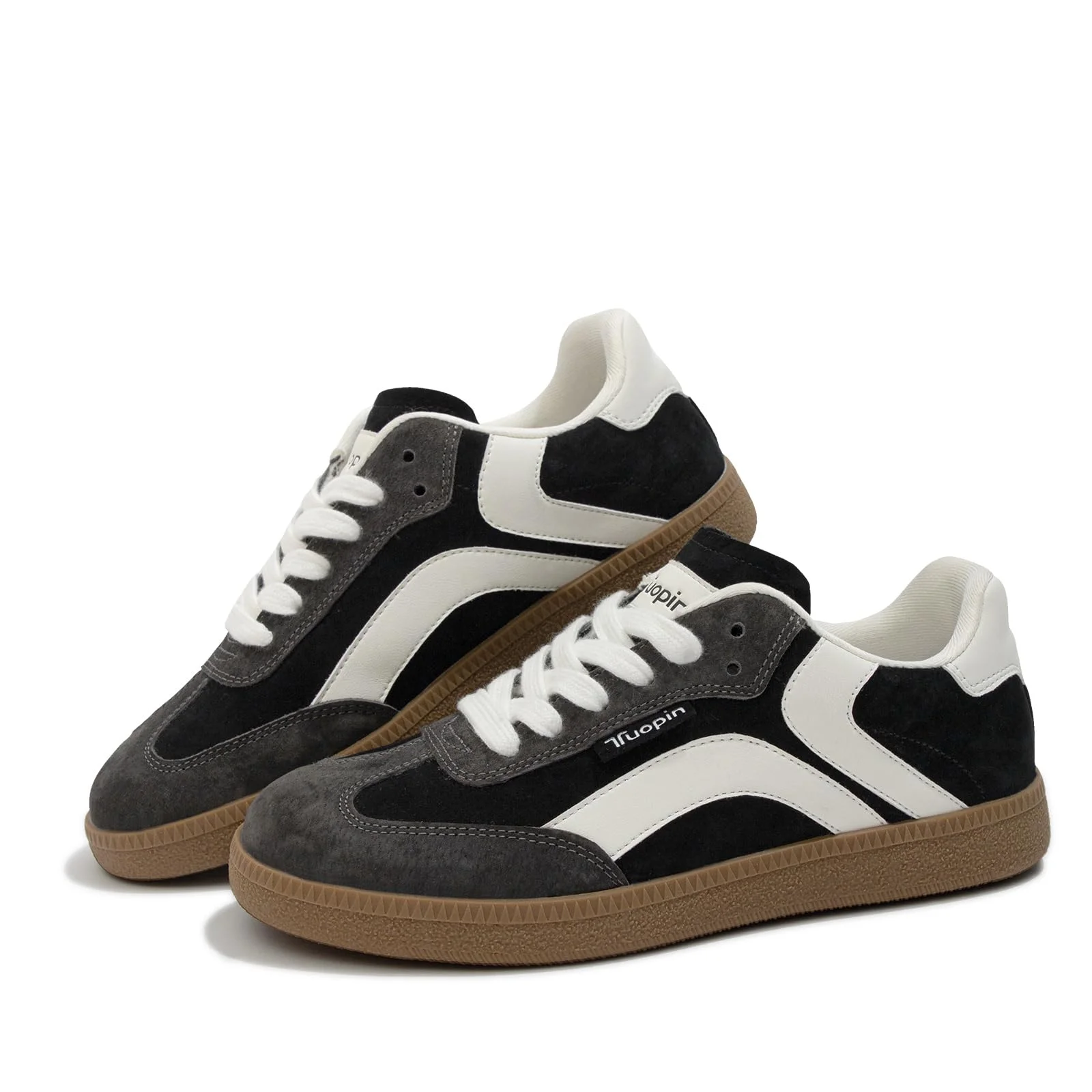 Tuopin Modische Turnschuhe Klassische Sneakers für Damen mit Gummisohle Echtes Leder
