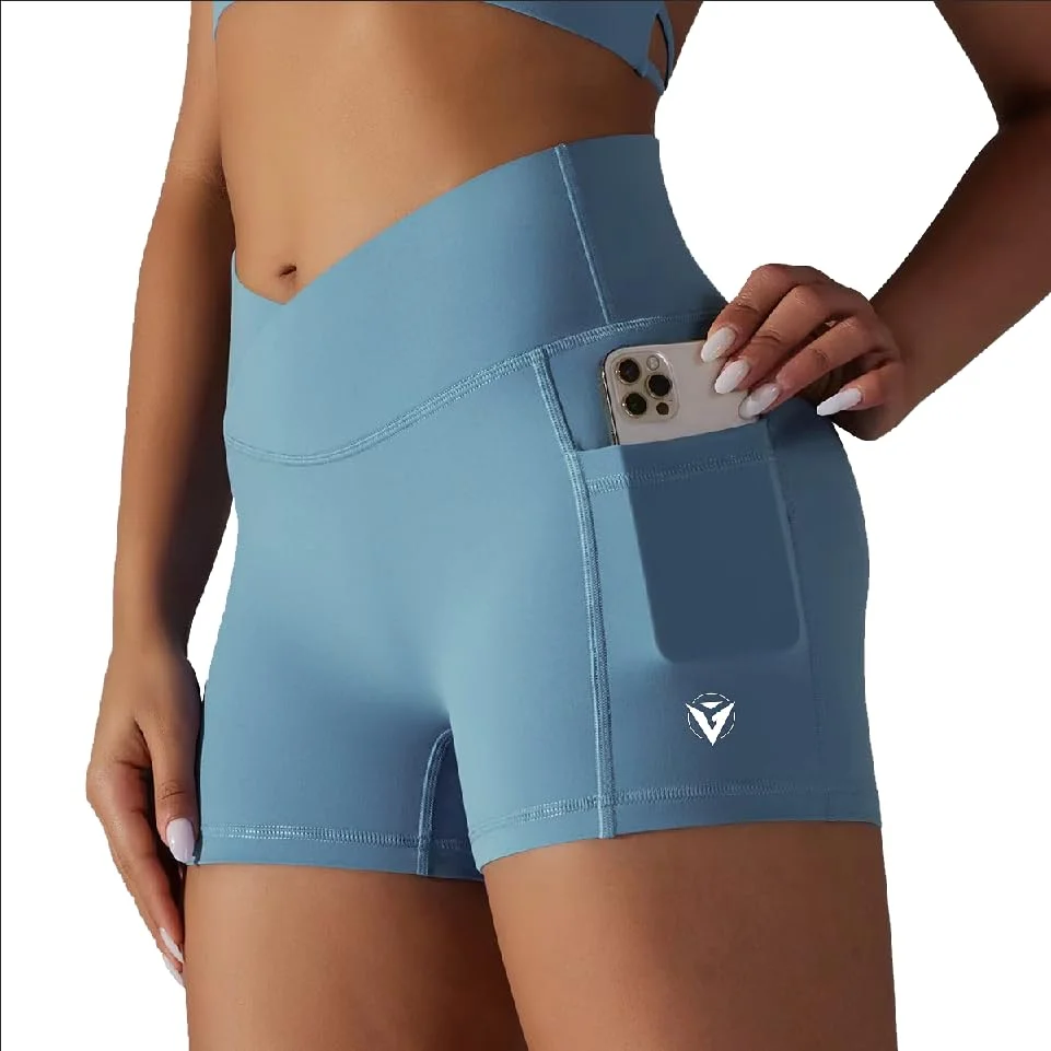 GYMGURU Women's Gym Shorts V Cross Stretch Yoga Shorts Short High Waist Seamless Workout Sports Shorts Butt Lift Short Leggings
