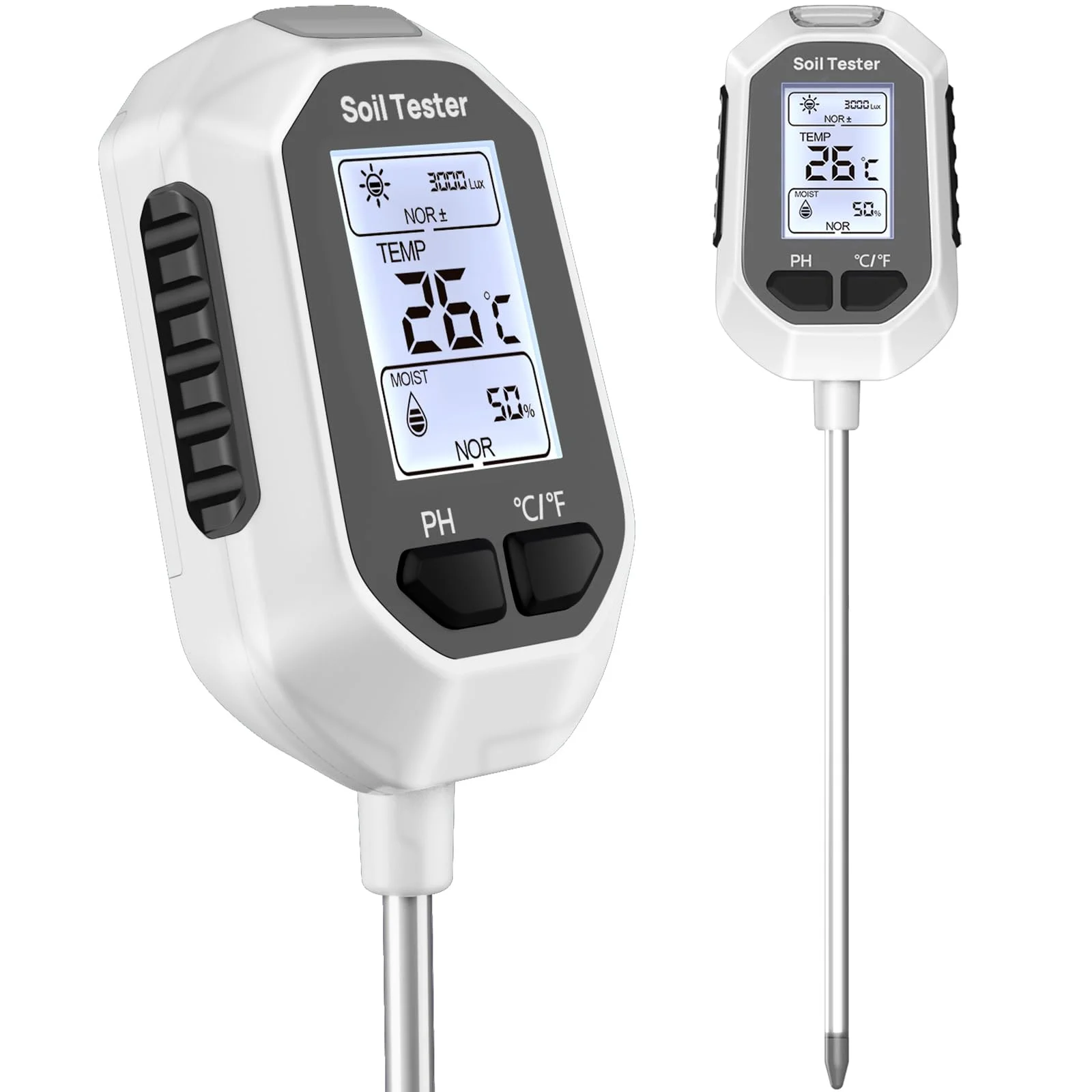 YAMRON ph messgerät Erde, 5-in-1 Digital Plant bodenmessgerät with PH Value/Temperature/Feuchtigkeit/Licht für Gartenarbeit, Farm, Rasen, Landwirtschaft und Outdoor-Pflanzen