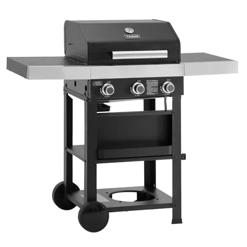 TAINO WABAYA 3+0 Gasgrill Grillwagen 2 Brenner Keramik Sear-Burner Piezo-Zündung Thermometer Warmhalterost Schwarz Matt