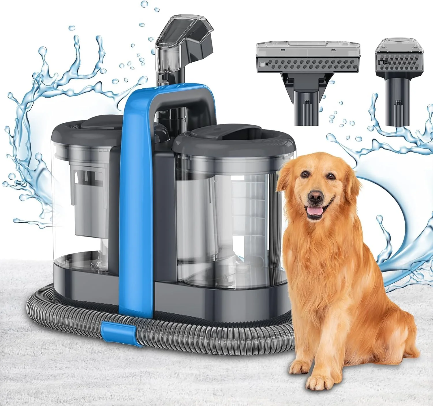 22Kpa 600W Polsterreiniger Gerät für Teppich Waschsauger für Polster & Auto Flecken Nasssauger Polsterreiniger Sofa Reinigungsgerät Polstersauger Couch Reiniger Gerät Teppichreiniger (Blue)