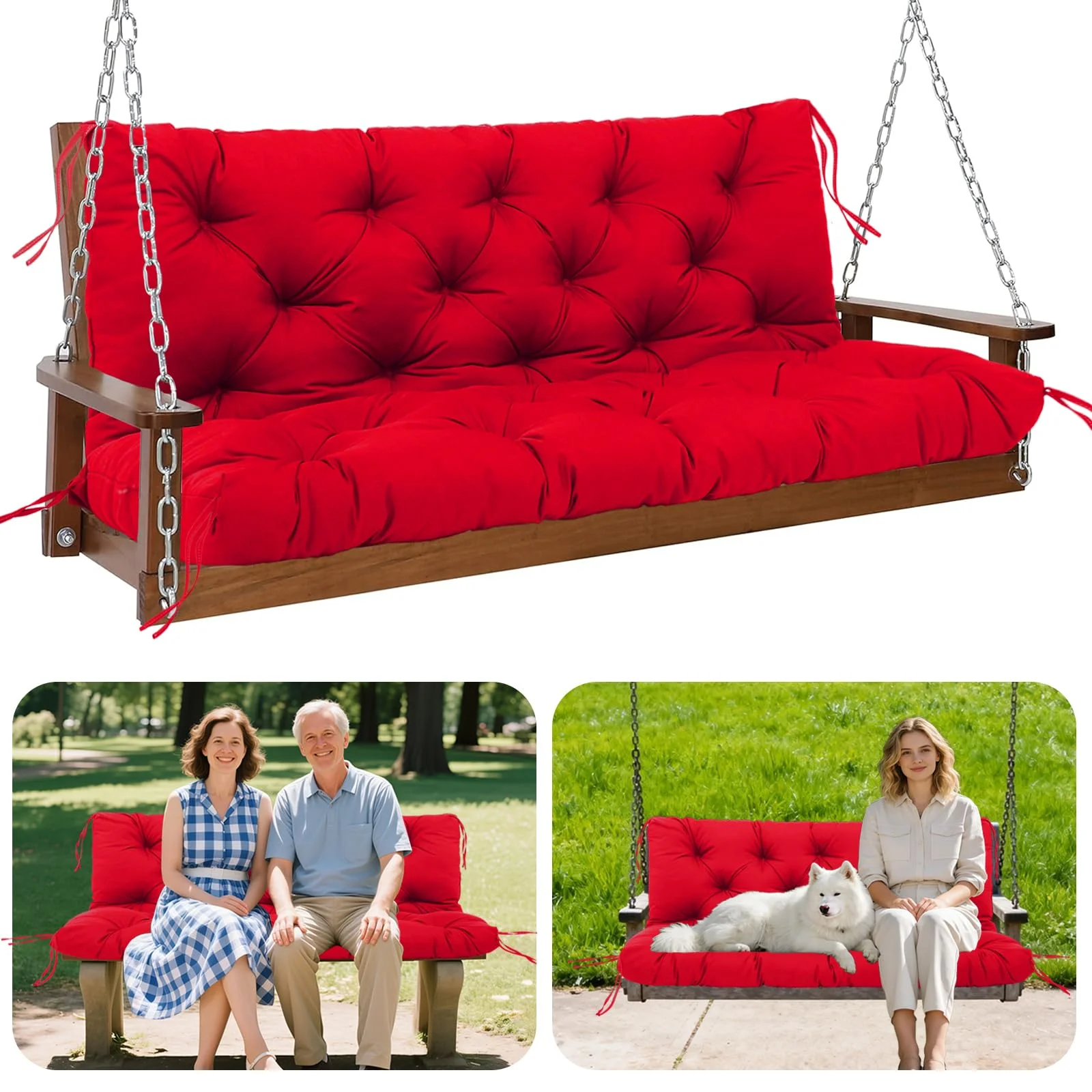 GPCHZM Hollywoodschaukel Auflage 180cm Wasserdicht Gartenbank Auflage Verdickt(12.5cm) Mit Rückenlehne Schaukelbank Auflage für Hollywoodschaukel Sitzbank Gartenbank Terrasse Hinterhof Rasen Veranda