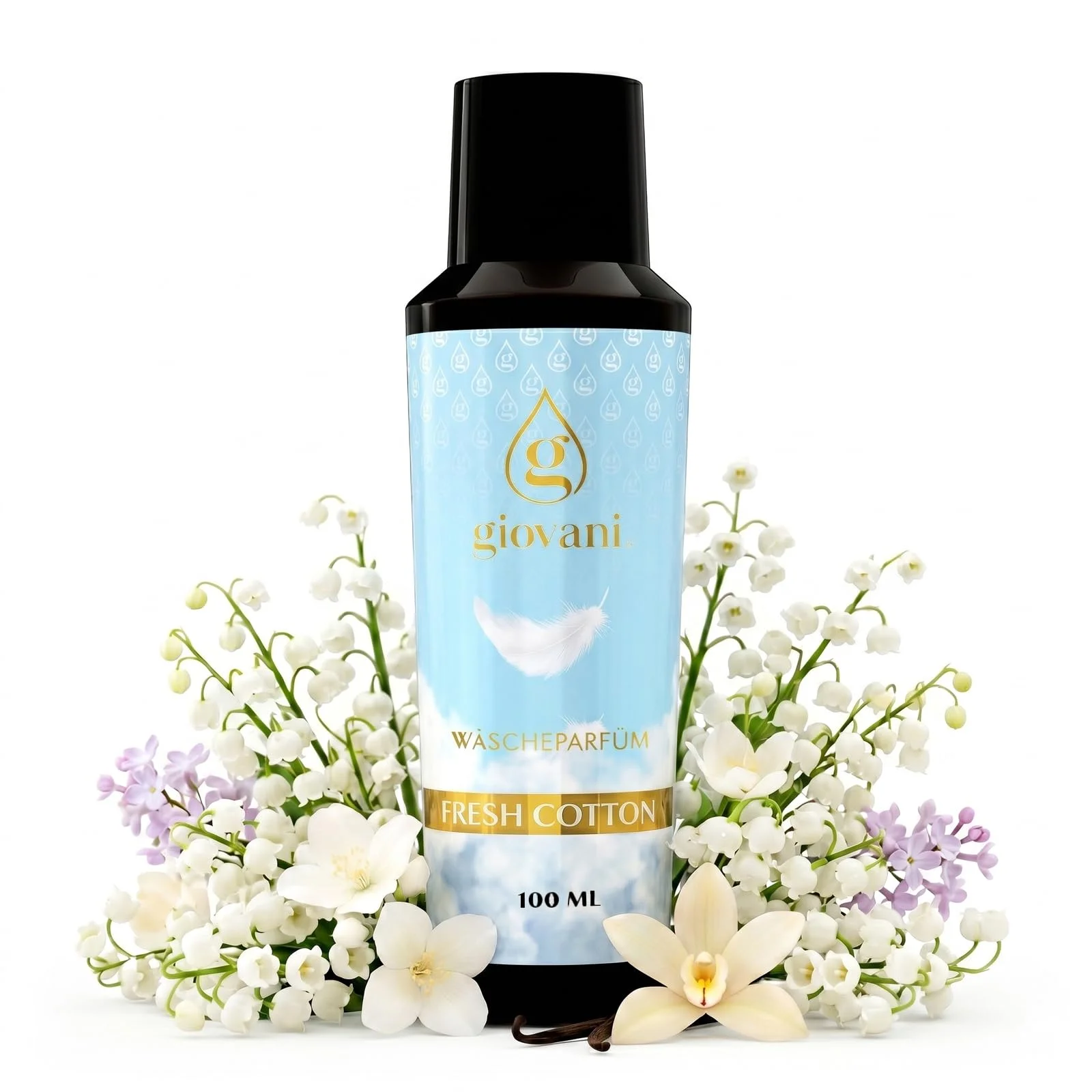 Giovani Wäscheparfüm Fresh Cotton 100 ml | Frisch-pudriger Duft nach frisch gewaschener Wäsche – Ideal wäscheduft für Bettwäsche & Kinderkleidung | (20 Waschungen)