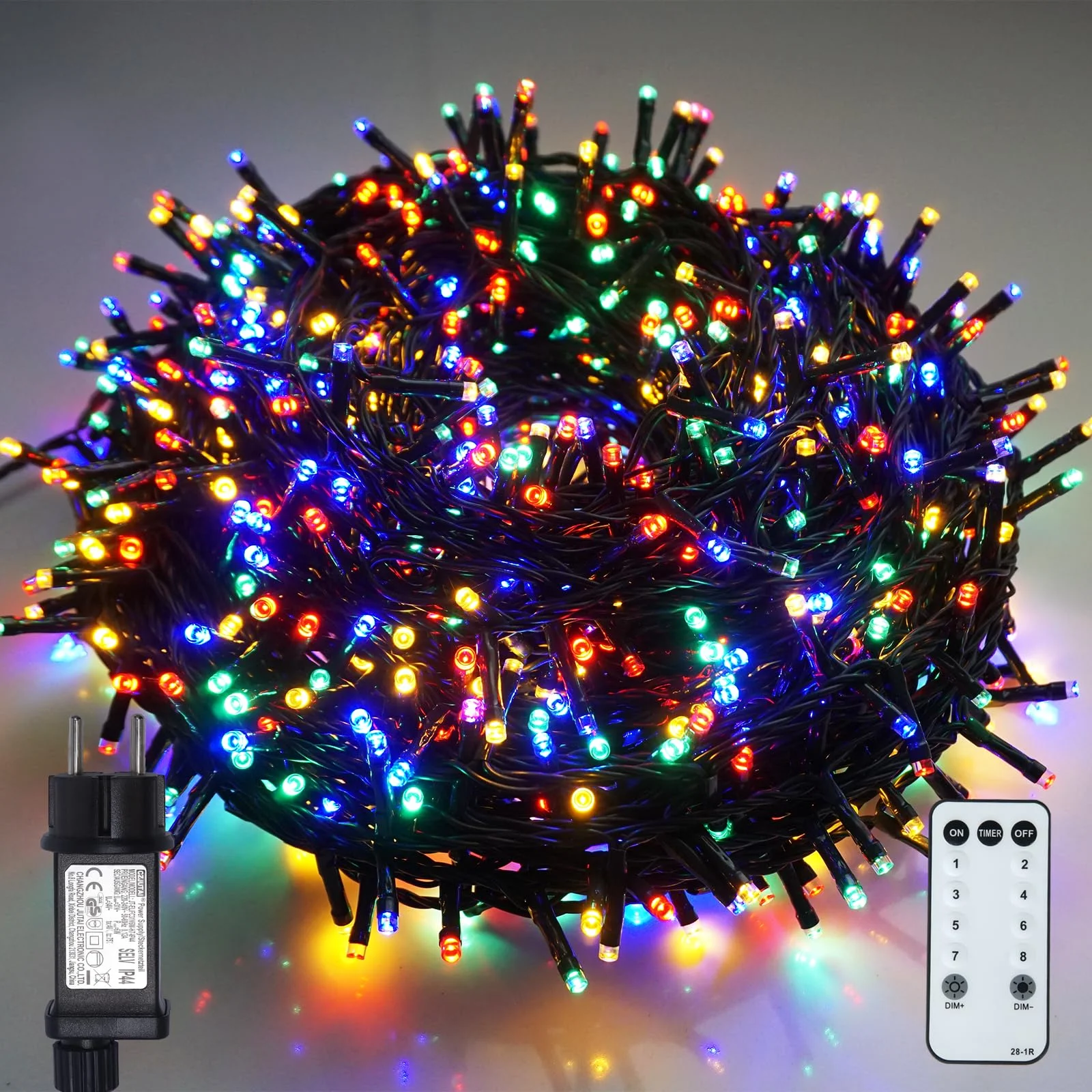 BIUDN 1500LED Bunte Lichterkette Außen Innen,75M Lichterkette Outdoor Bunt Strom mit 8Modi Timer IP44 Dimmer,Bunte Weihnachtsbeleuchtung Geeignet Für Weihnachtsbäume Feste Hochzeiten Dekoration.