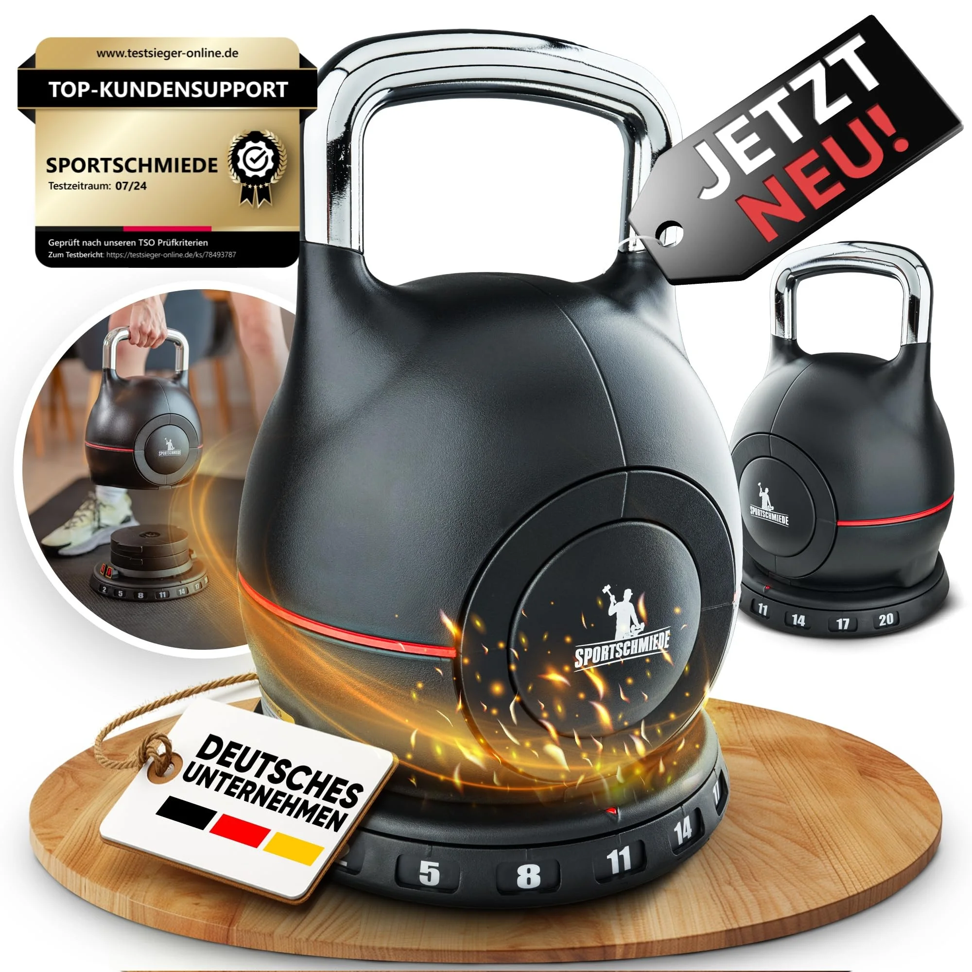 SPORTSCHMIEDE Kettlebell [Verstellbar] 2-20 kg Hanteln Set Gewichte Hantel für Home Gym | Hantelset Fitnessgeräte für Zuhause | Dumbbells Sportgeräte Zuhause Kugelhantel Gewicht Hantel Set