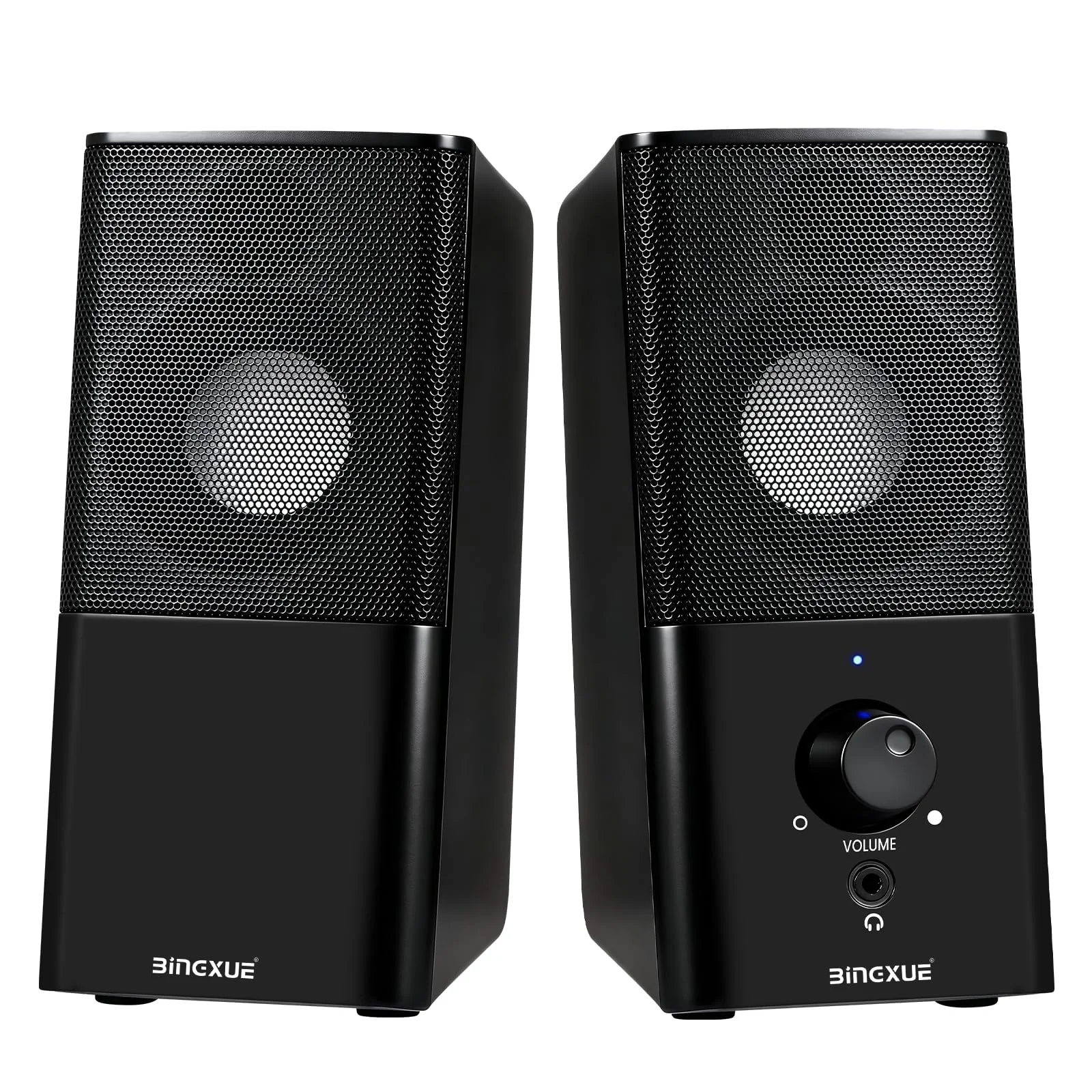 Bingxue H21 Classic Computer Lautsprecher für Desktop PC, Full Stereo Sound, USB-Powered, Gaming Lautsprecher mit 3,5 mm Aux Multimedia für Laptop/Desktop/Tablets/Smart Phone (schwarz)
