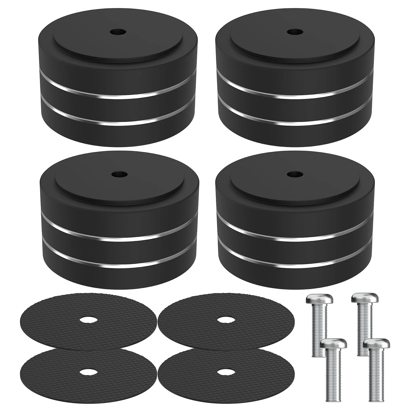 Monosaudio 4er Set HiFi Lautsprecherfüße Aluminium Spike Pads 40x20mm High-End Stoßdämpfer Isolationsfüße mit M4 Schraube für Verstärker, Subwoofer und Plattenspieler