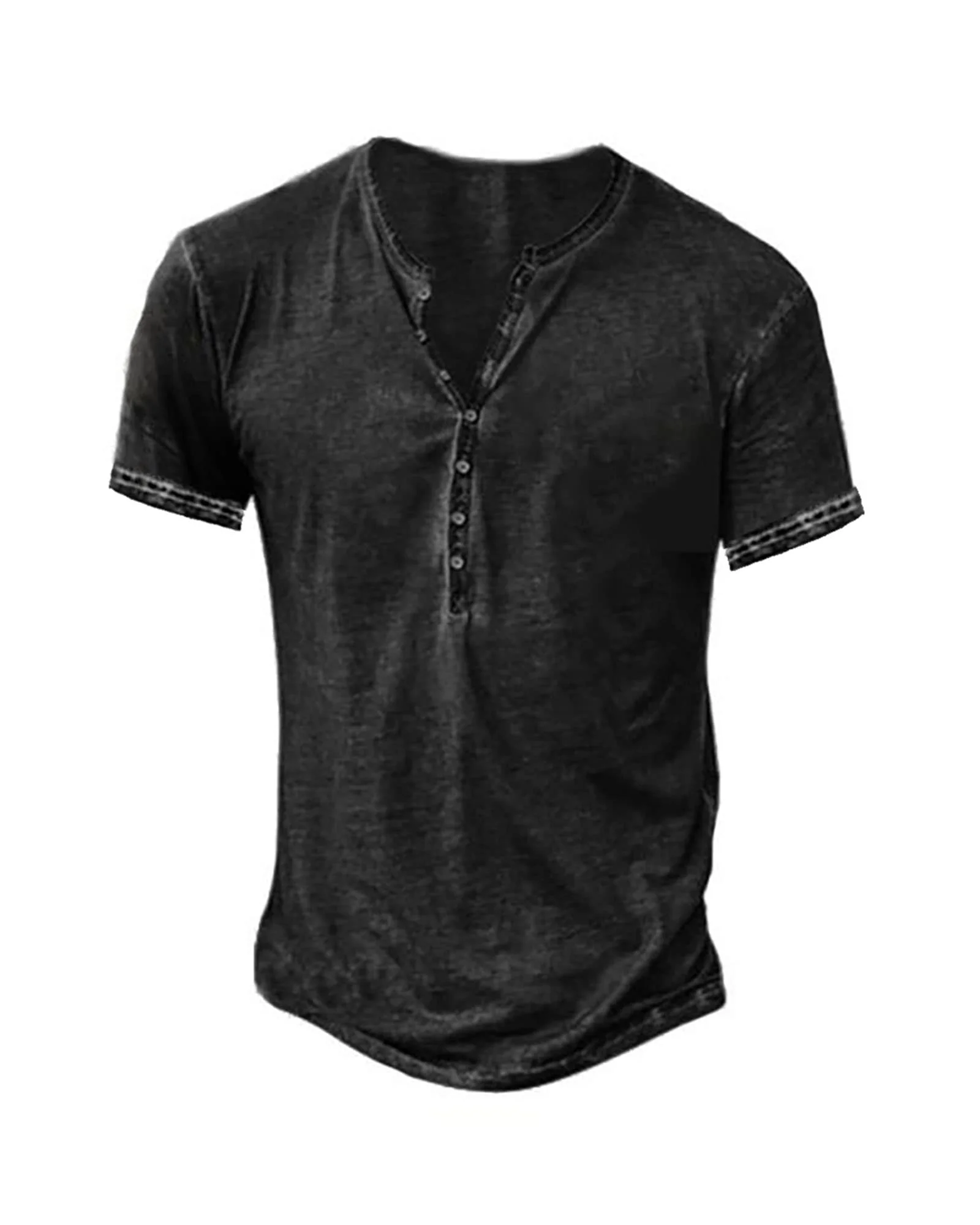 NEMXCE Hemd Herren Vintage Henley Shirt Kurzarm/Langarm T Shirt V Ausschnitt Slim Fit T-Shirt