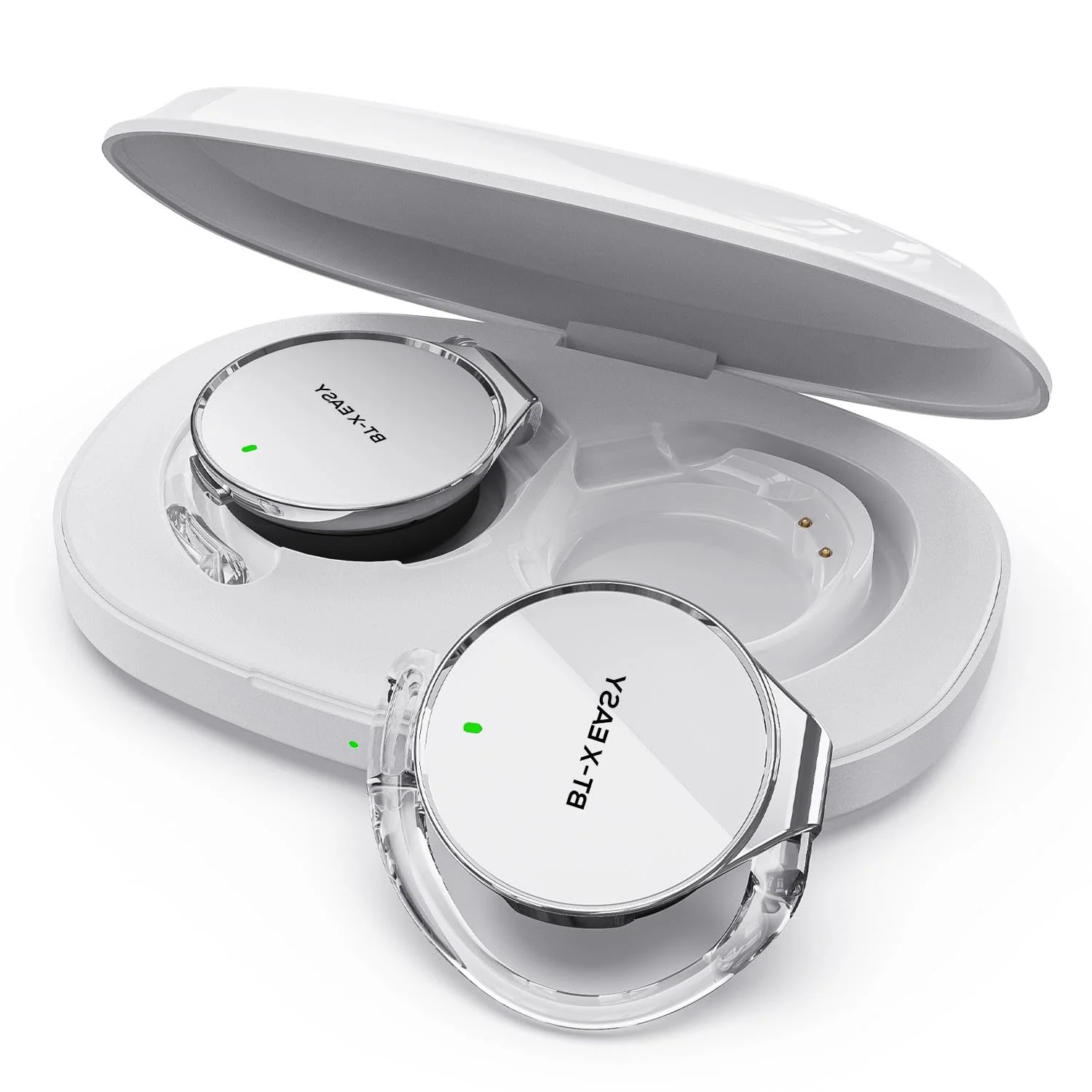 Micool On Ear Kopfhörer Bluetooth 5.4, Open Ear Kopfhörer Kabellos Geräuschunterdrückung, Wassertropfenförmiges Clip On Sport Headset-Bluetooth mit 4 Mikrofon, Comfort Fit Ohrhaken Ohrhörer-weiß