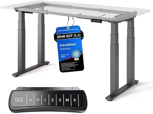 DESKSPACE Höhenverstellbarer Schreibtisch mit 4 Beinen - Schreibtisch Höhenverstellbar Elektrisch mit Leisem Dual Motor & hoher Tragfähigkeit