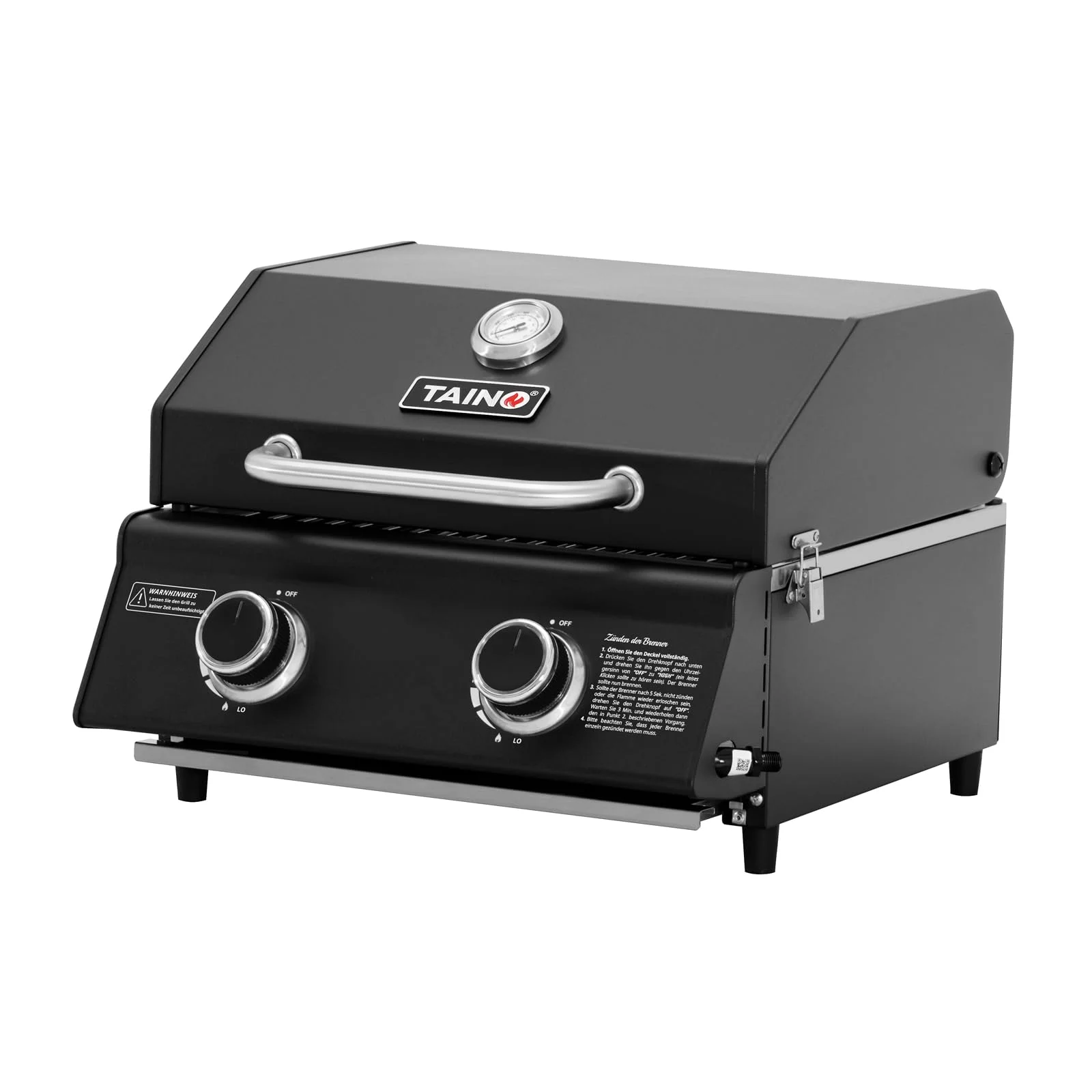 TAINO Gasgrill klein Tischgrill Balkongrill Gas Outdoorküche Thermometer