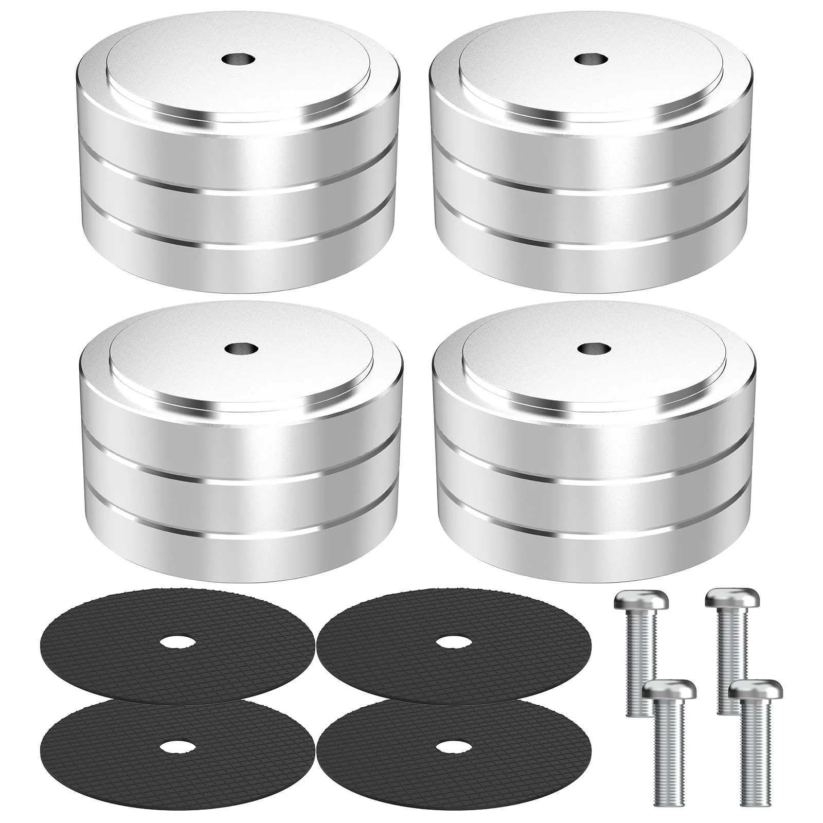 Monosaudio 4St HiFi Lautsprecherständer Füße Spike Pads 40mmx20mm Isolationsfüße Gerätefüße Aluminium Stoßdämpfer Füße HiFi Untersetzer mit Schraube M4 für Verstärker Subwoofer Plattenspieler DAC