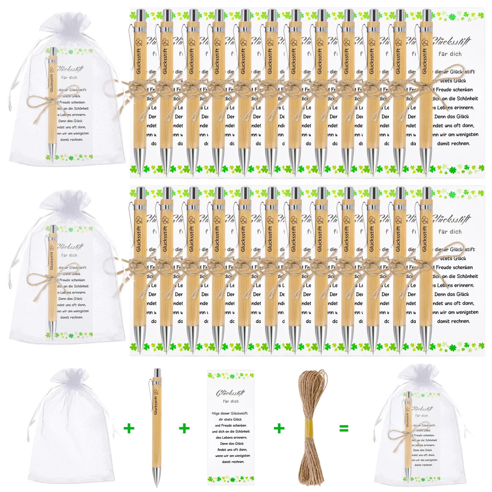 GADITIEK 24 Sets Glücksstift Kugelschreiber Abschiedsgeschenk Geschenke für Kollegen, Kleine Dankeschön Geschenke für Kollegen, Arbeitskollegin Geschenk, Danke Erzieherin Geschenk